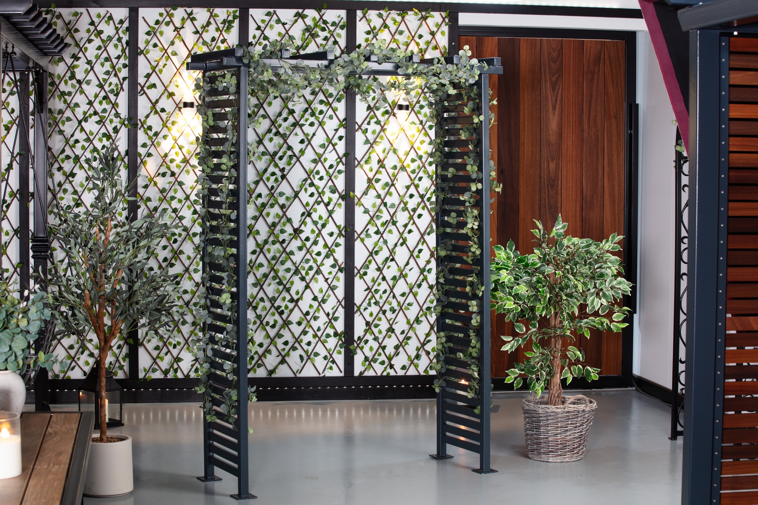 Bespoke Galvanised Steel Garden Arch | Modern Slatted Design | UK Made