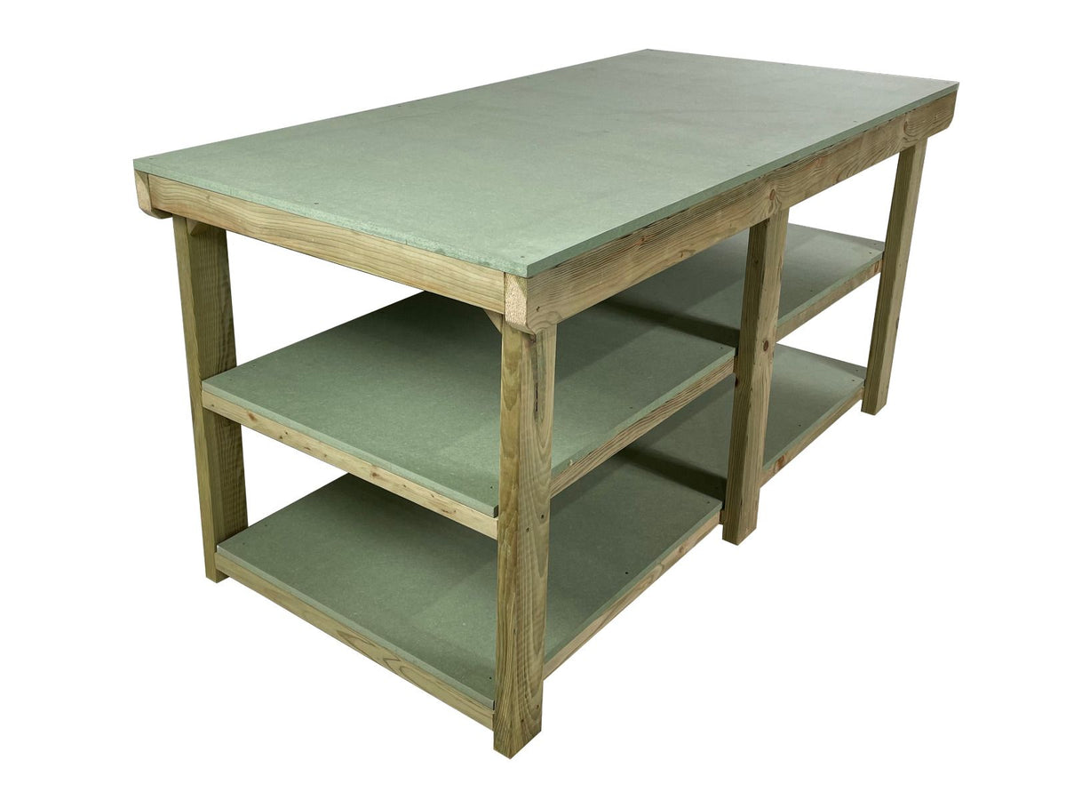 Wooden UniMDF Top Workbench Depth-4ft With Double Shelf