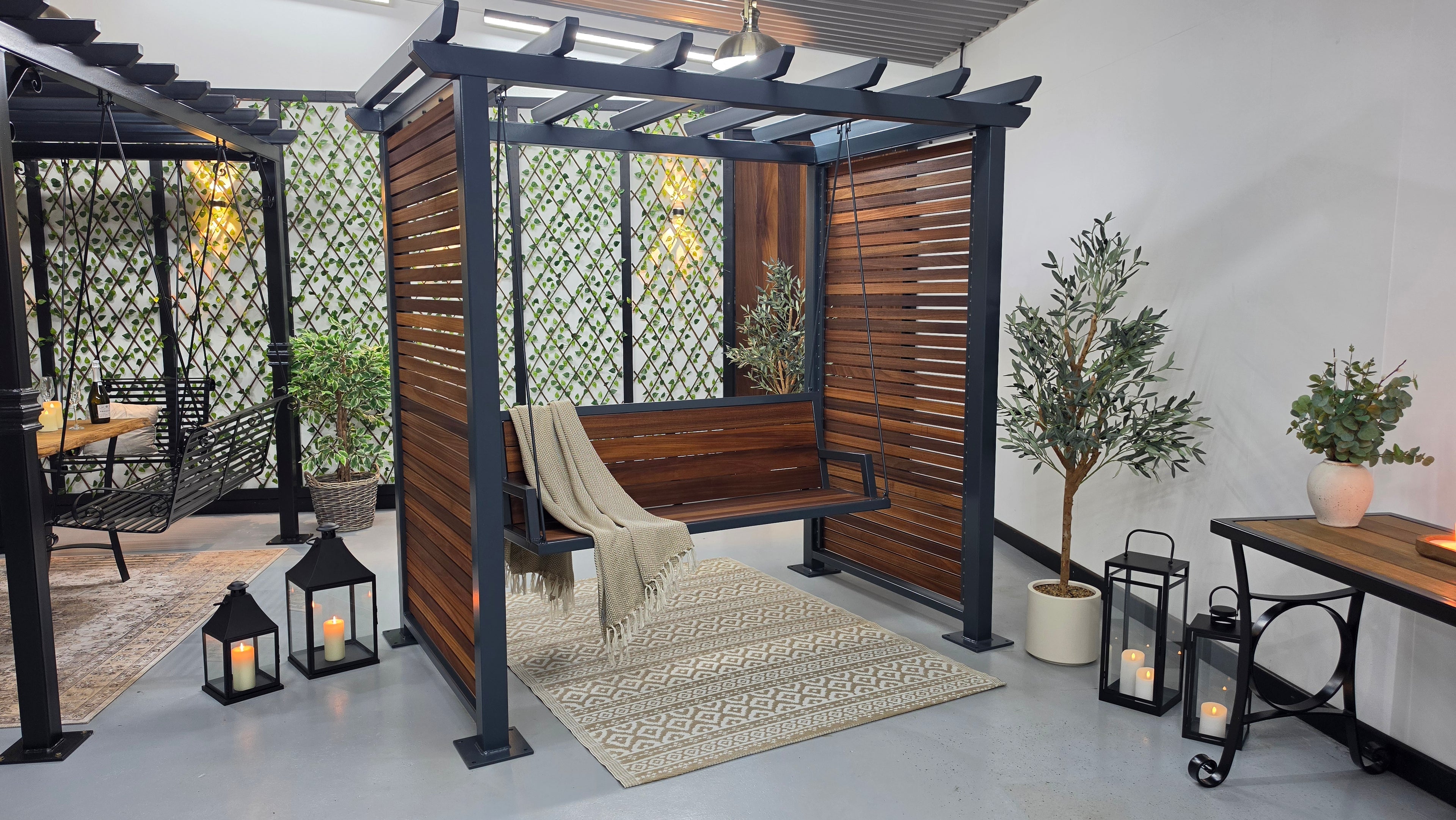 Galvanised Steel Pergola Swing Chair | Bespoke Handcrafted Design