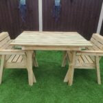 120cm/4ft Wooden Garden Table Set with Chairs