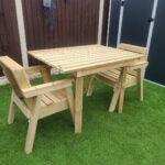 120cm/4ft Wooden Garden Table Set with Chairs