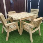 120cm/4ft Wooden Garden Table Set with Chairs