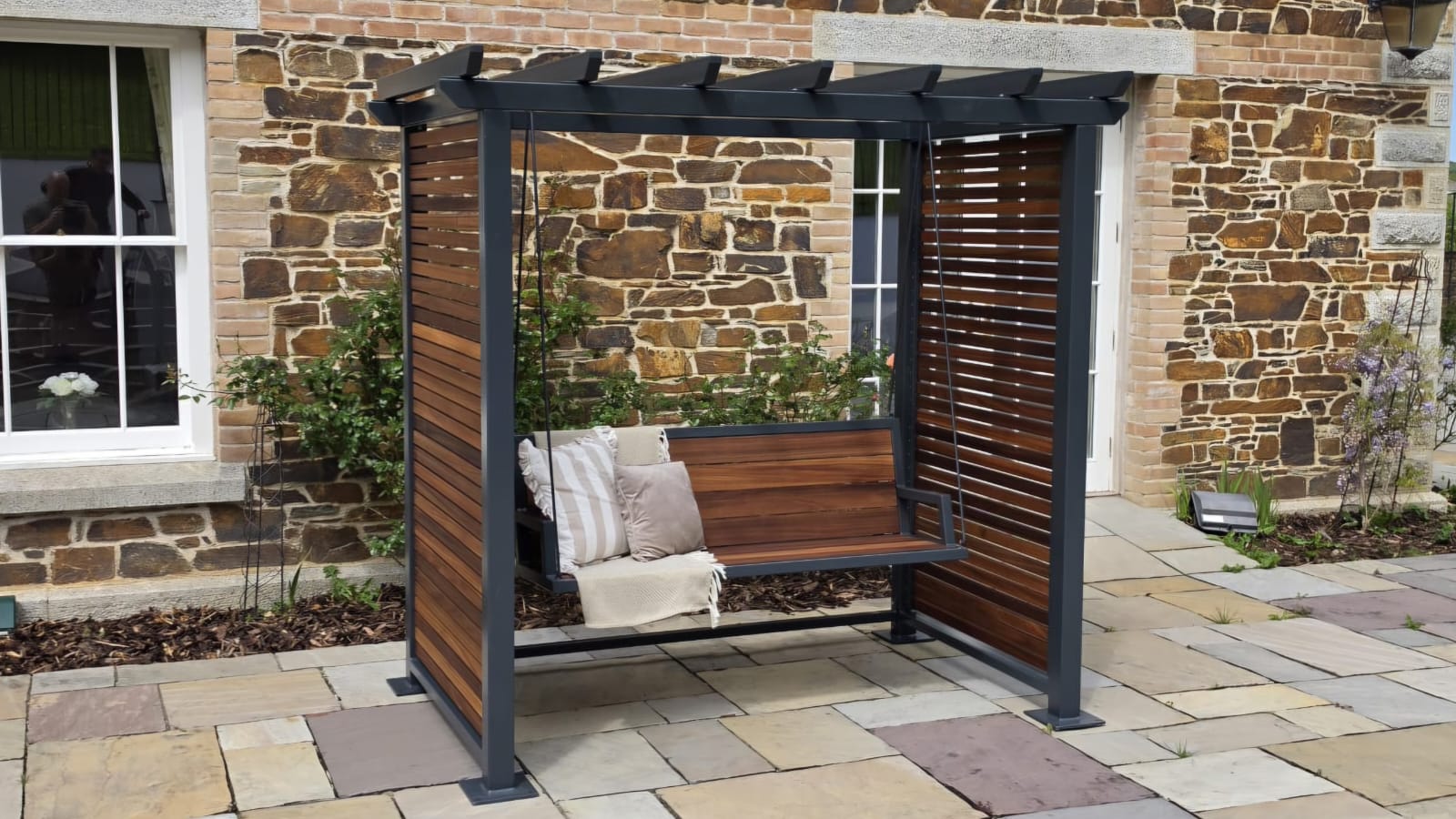 Galvanised Steel Pergola Swing Chair | Bespoke Handcrafted Design