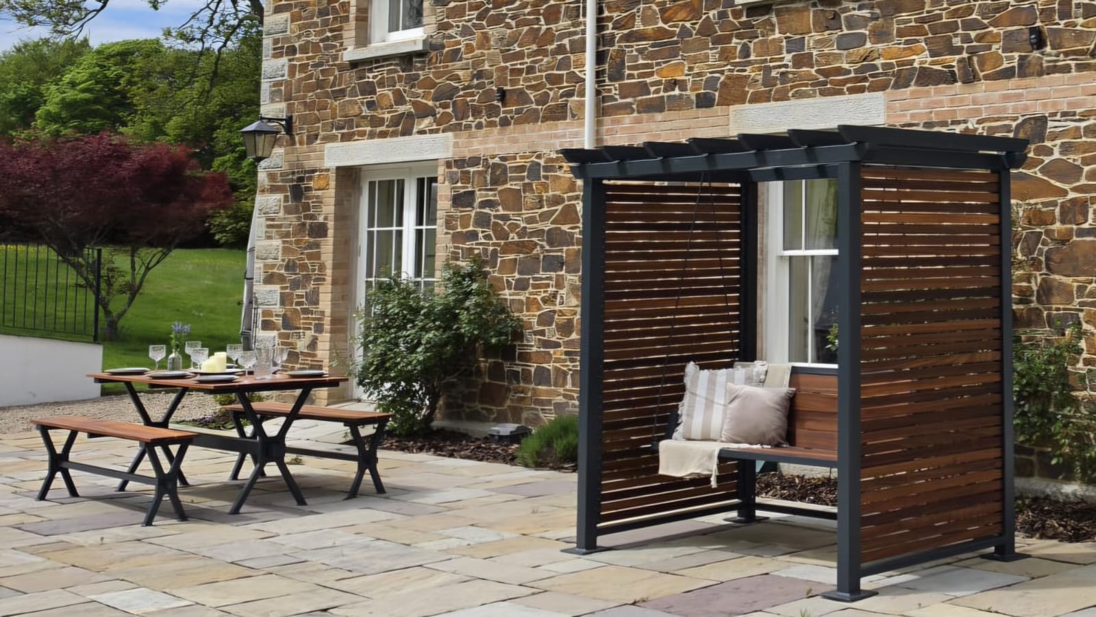 Galvanised Steel Pergola Swing Chair | Bespoke Handcrafted Design