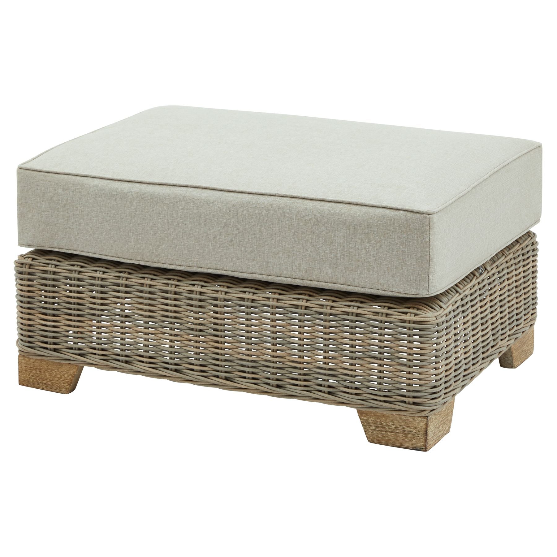 Capri Outdoor Foot Stool - All-Weather HDPE Wicker with Quick-Dry Cushions