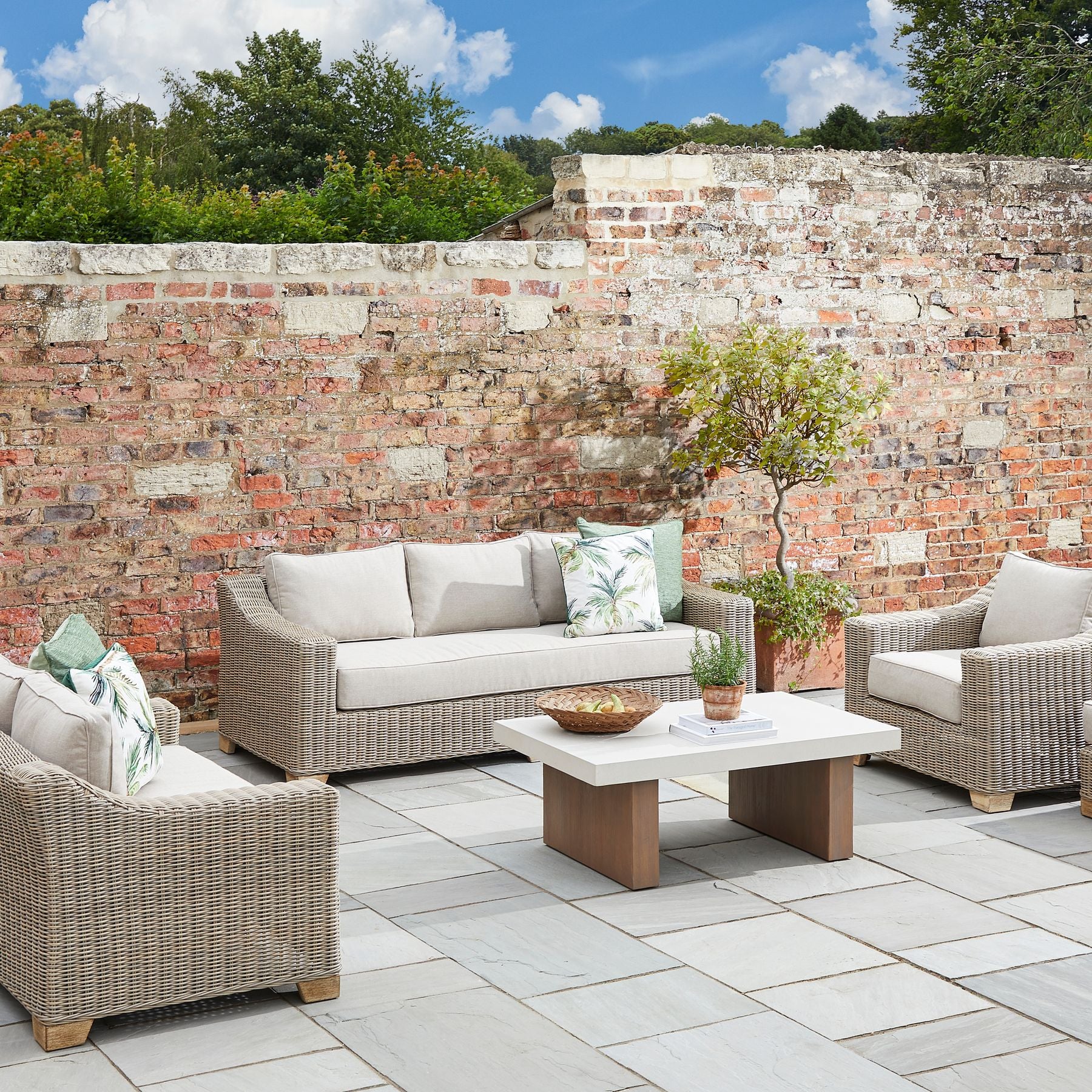 Capri 3 Seater Outdoor Sofa - All-Weather HDPE Wicker with Quick-Dry Cushions