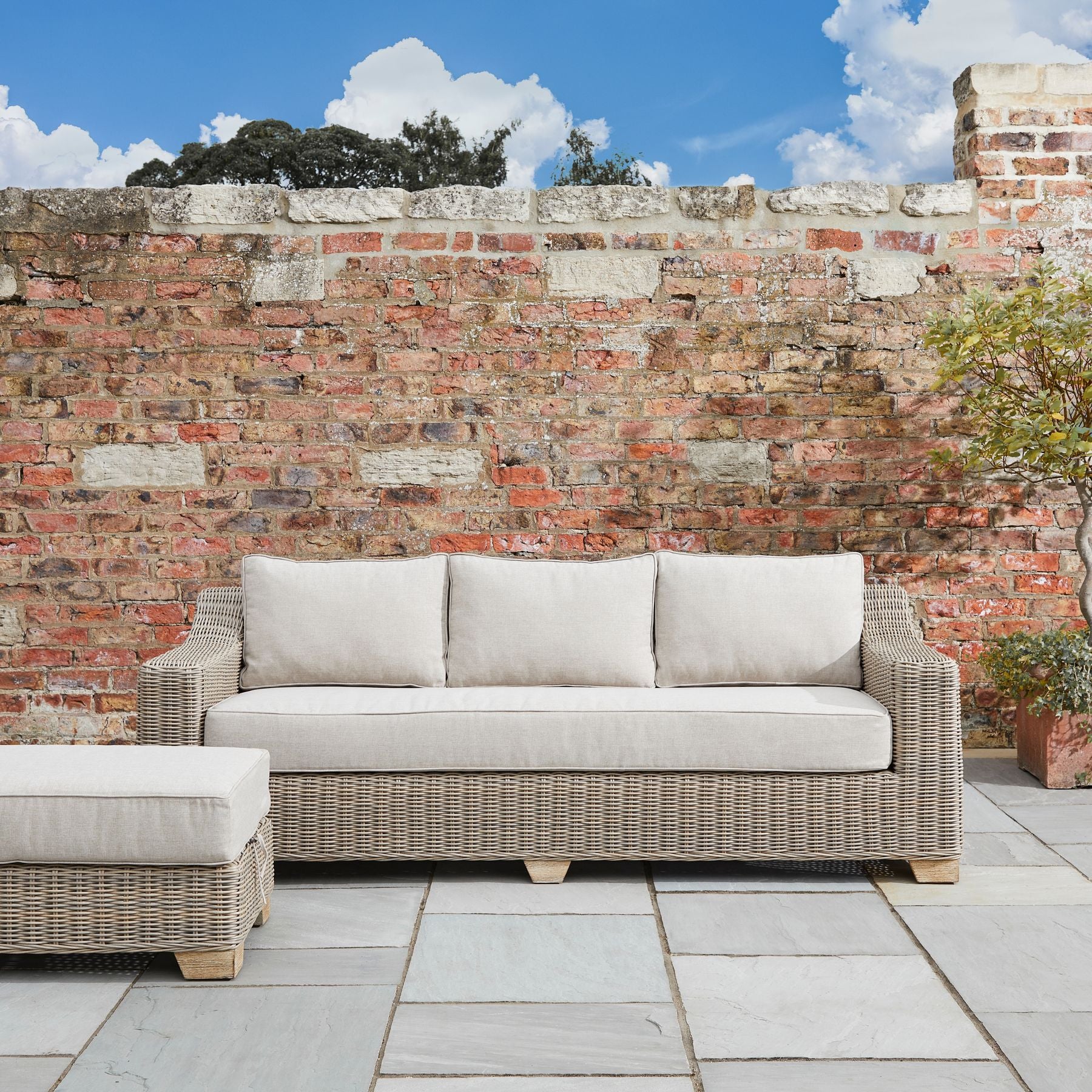 Capri 3 Seater Outdoor Sofa - All-Weather HDPE Wicker with Quick-Dry Cushions