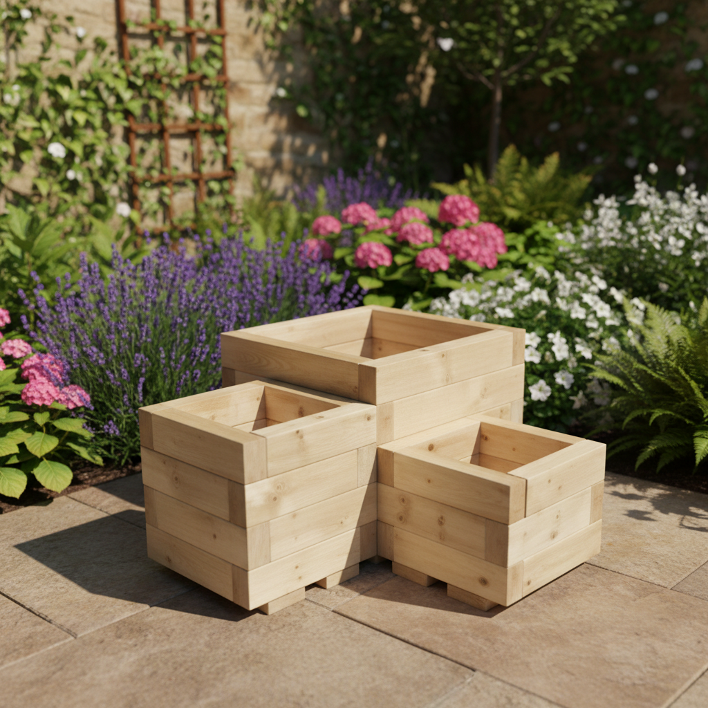 Small Corner Wooden Planter