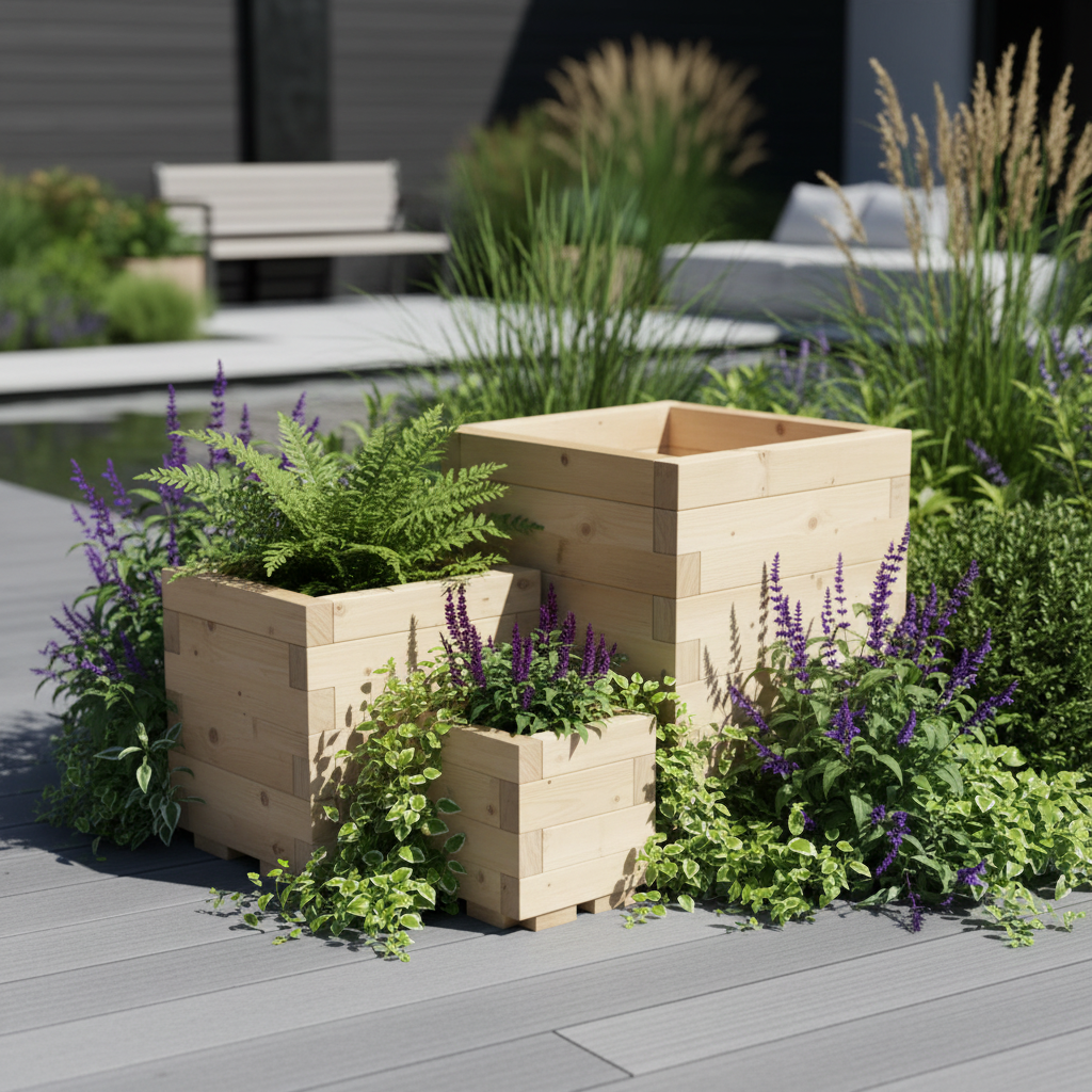 Small Corner Wooden Planter