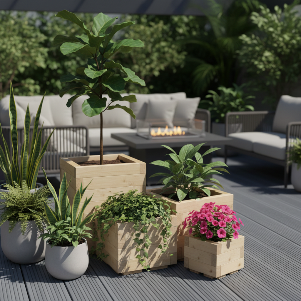 Small Corner Wooden Planter