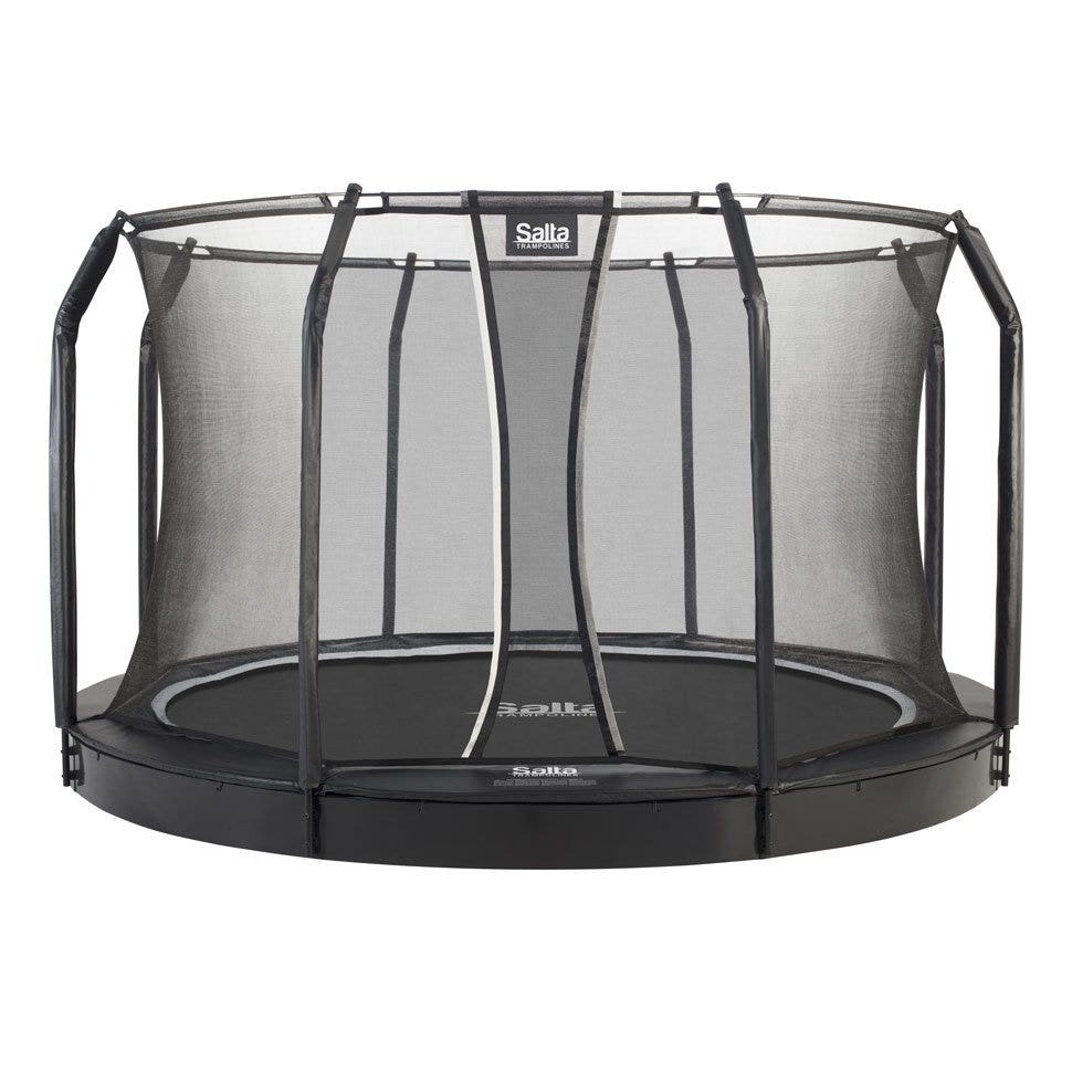 14ft Salta Royal Baseground Black Round Trampoline with Enclosure