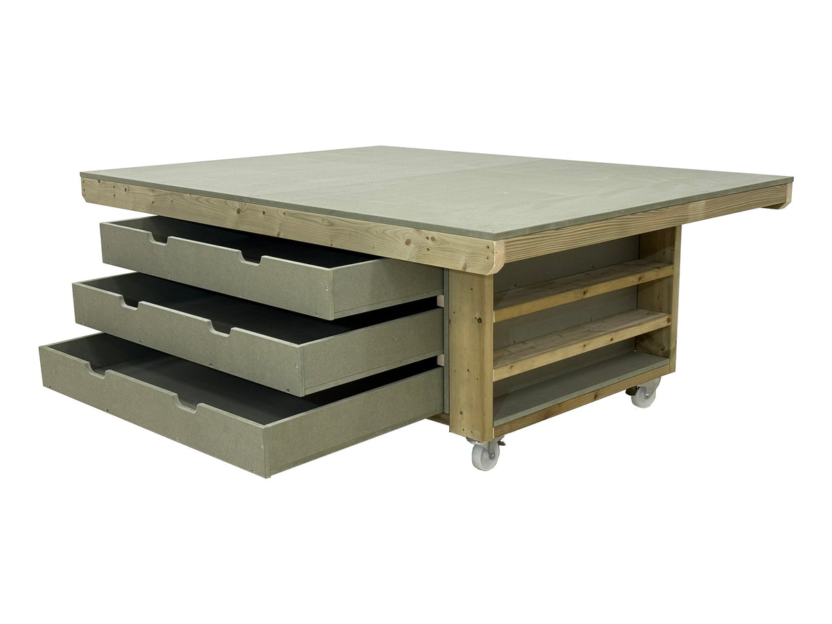 Art/craft table, project workbench with storage V.4