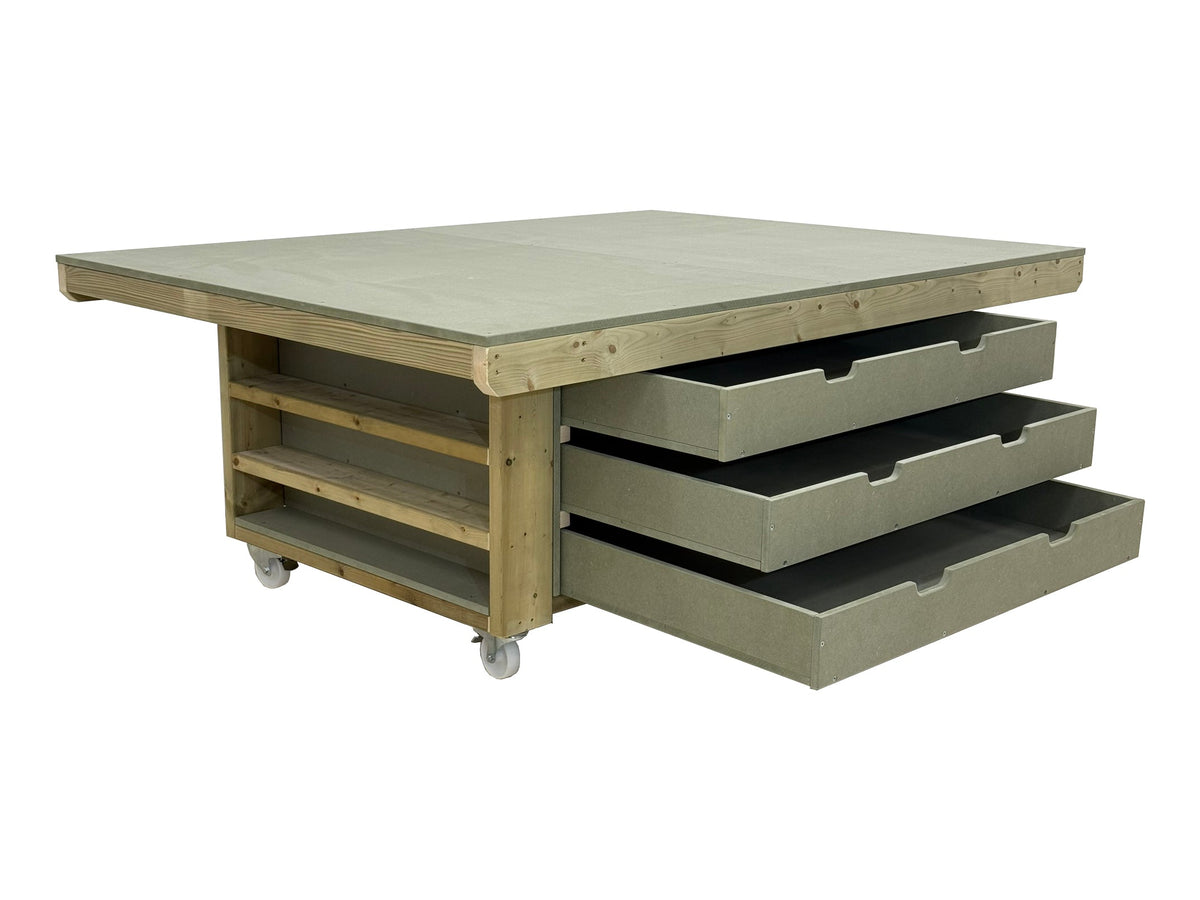 Art/craft table, project workbench with storage V.4