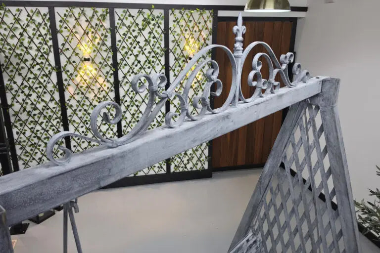 Bespoke Galvanised Steel Garden Swing Chair | Decorative Lattice Frame & Aged Finish