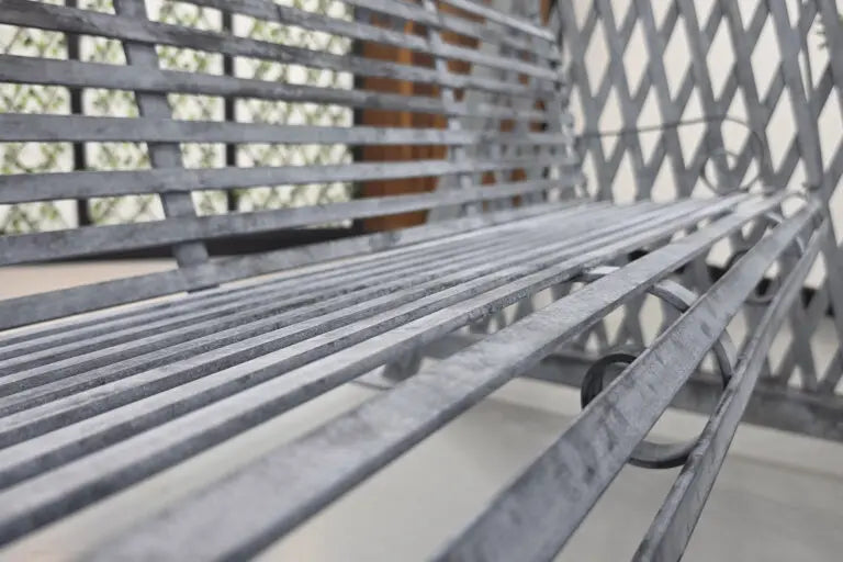 Bespoke Galvanised Steel Garden Swing Chair | Decorative Lattice Frame & Aged Finish