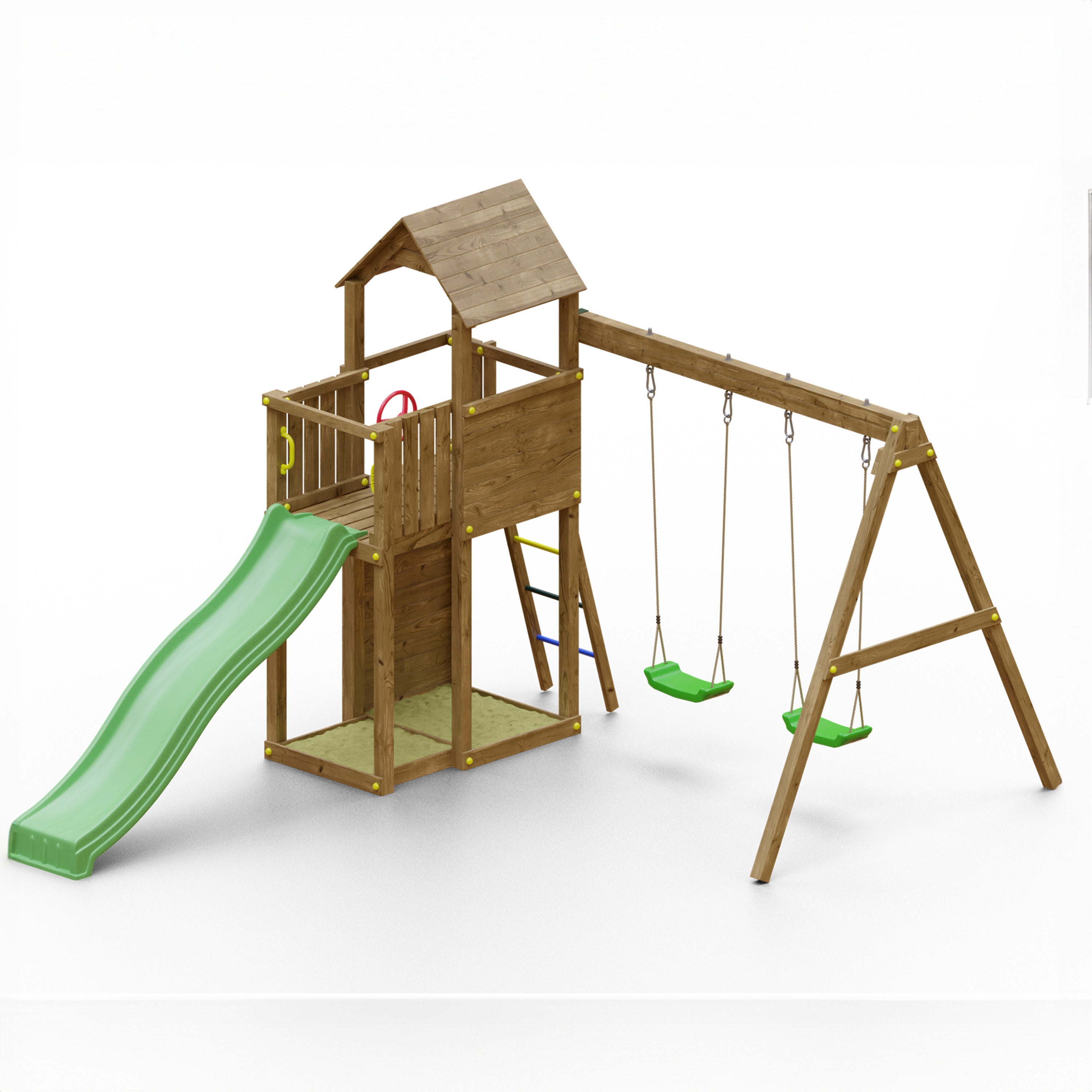 Boomer Premium Wooden Play Tower | Outdoor Kids Climbing Frame