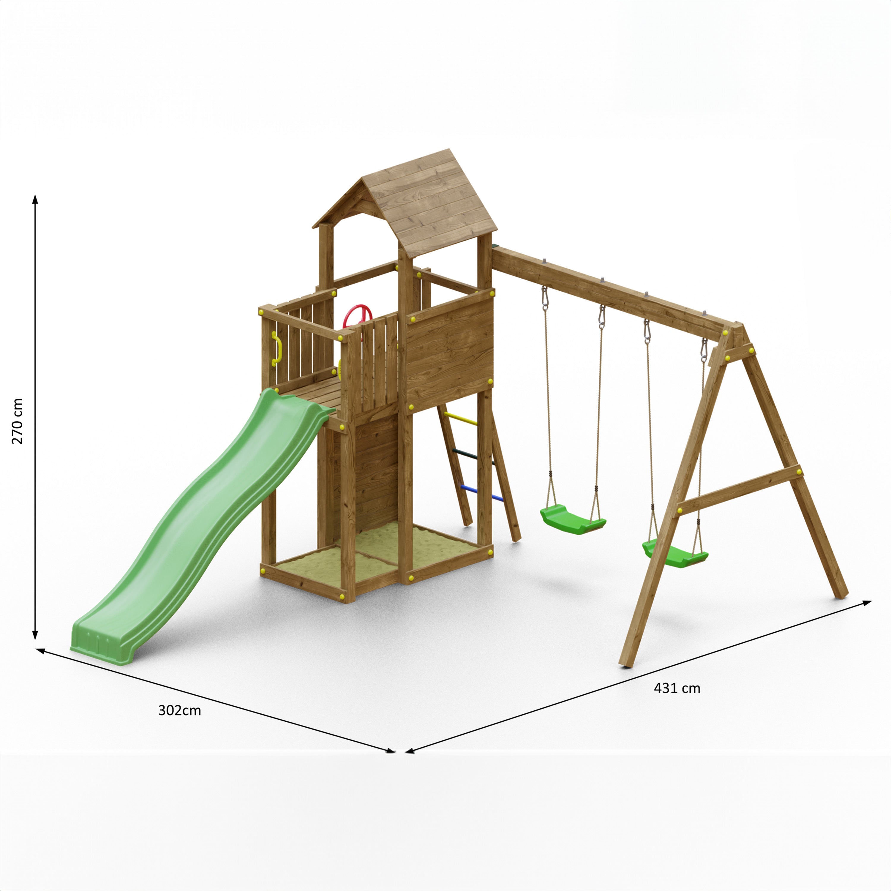 Boomer Premium Wooden Play Tower | Outdoor Kids Climbing Frame