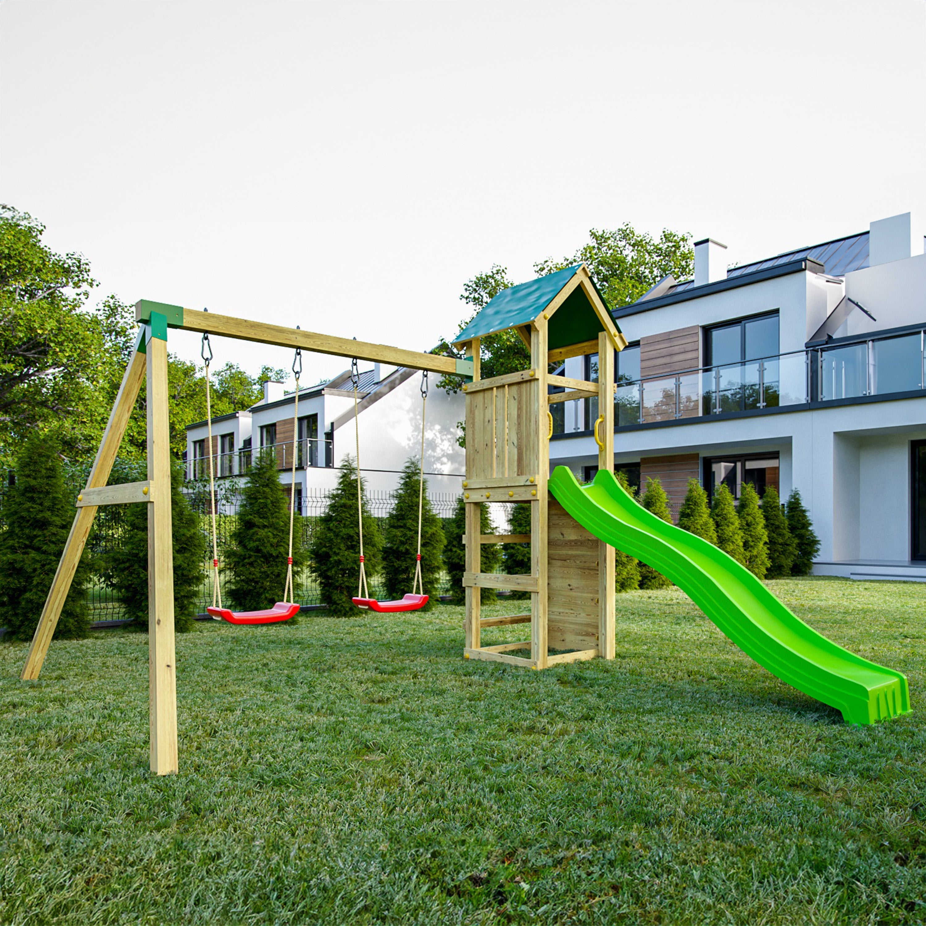 Charly Premium Wooden Play Tower | Outdoor Kids Climbing Frame