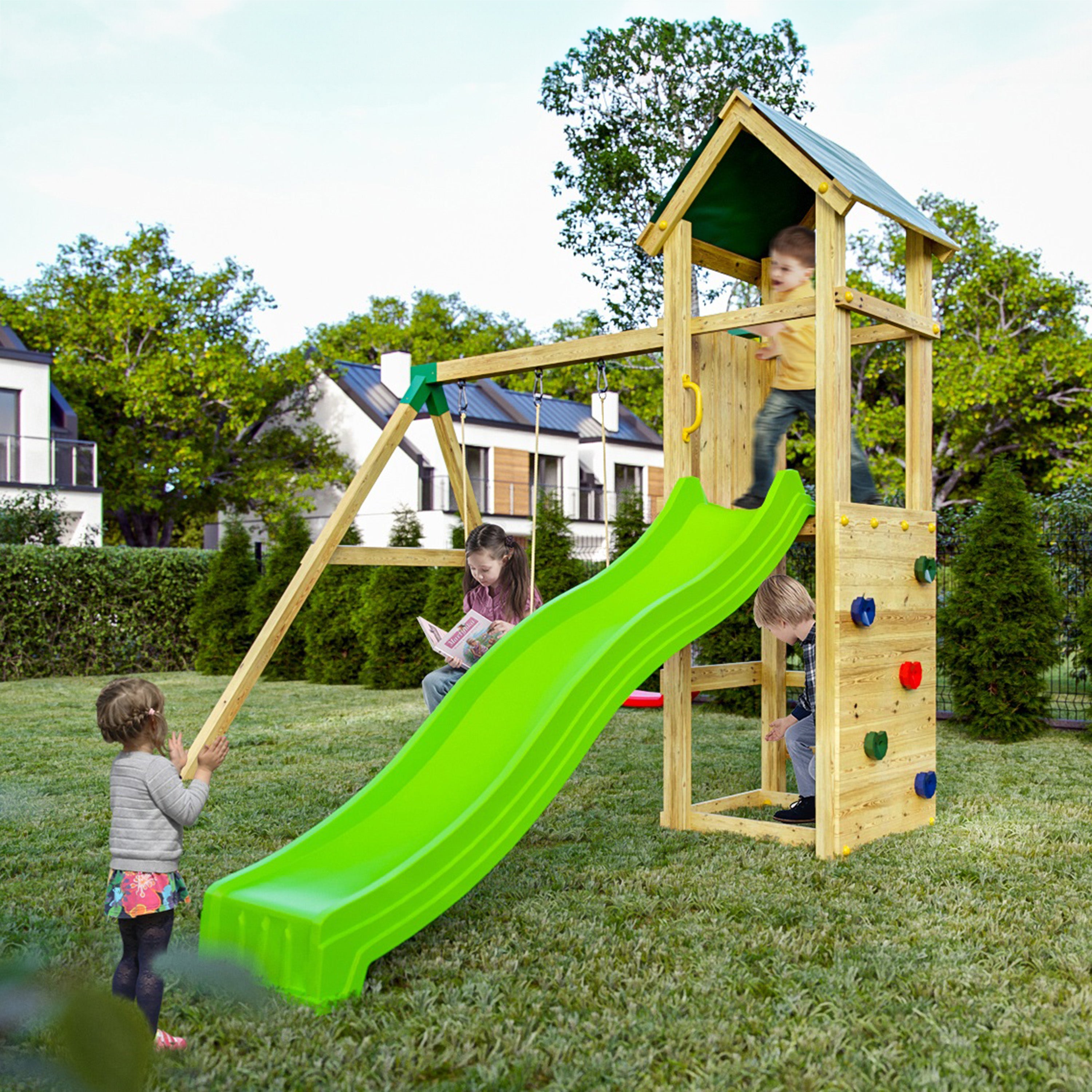 Charly Premium Wooden Play Tower | Outdoor Kids Climbing Frame