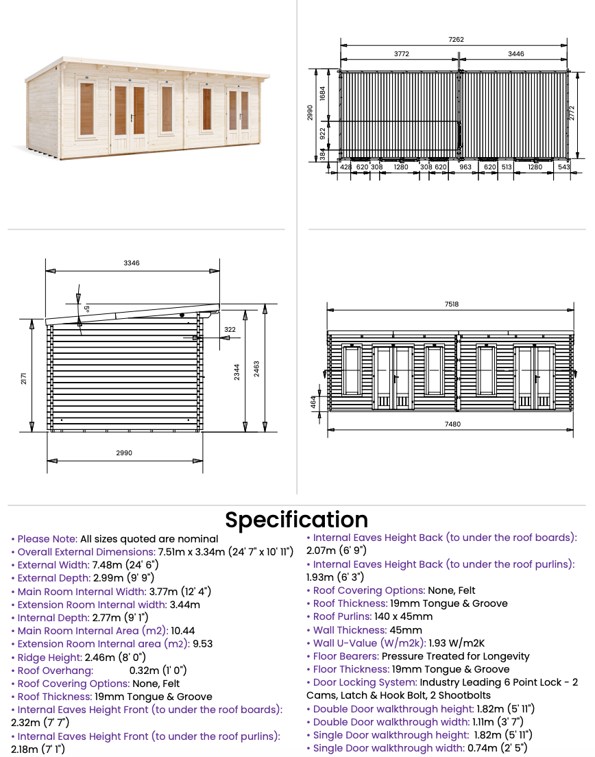 The Mr and Mrs 19mm Log Cabin