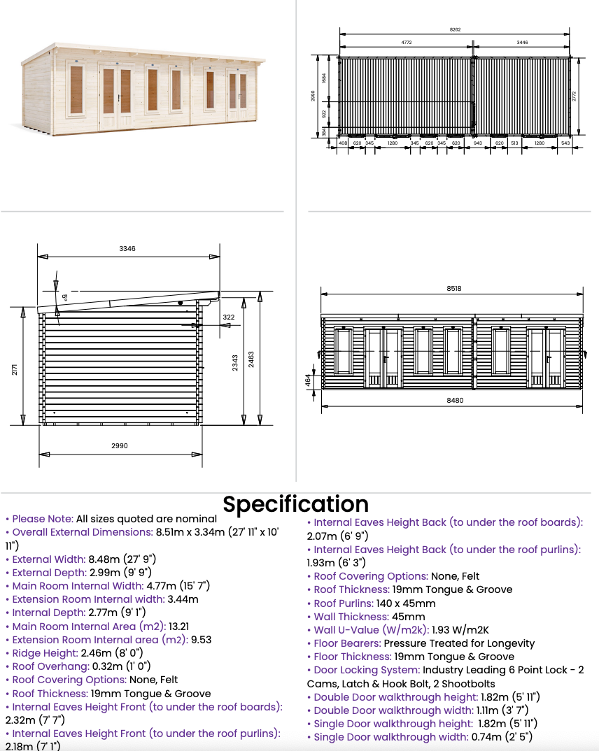 The Mr and Mrs 19mm Log Cabin
