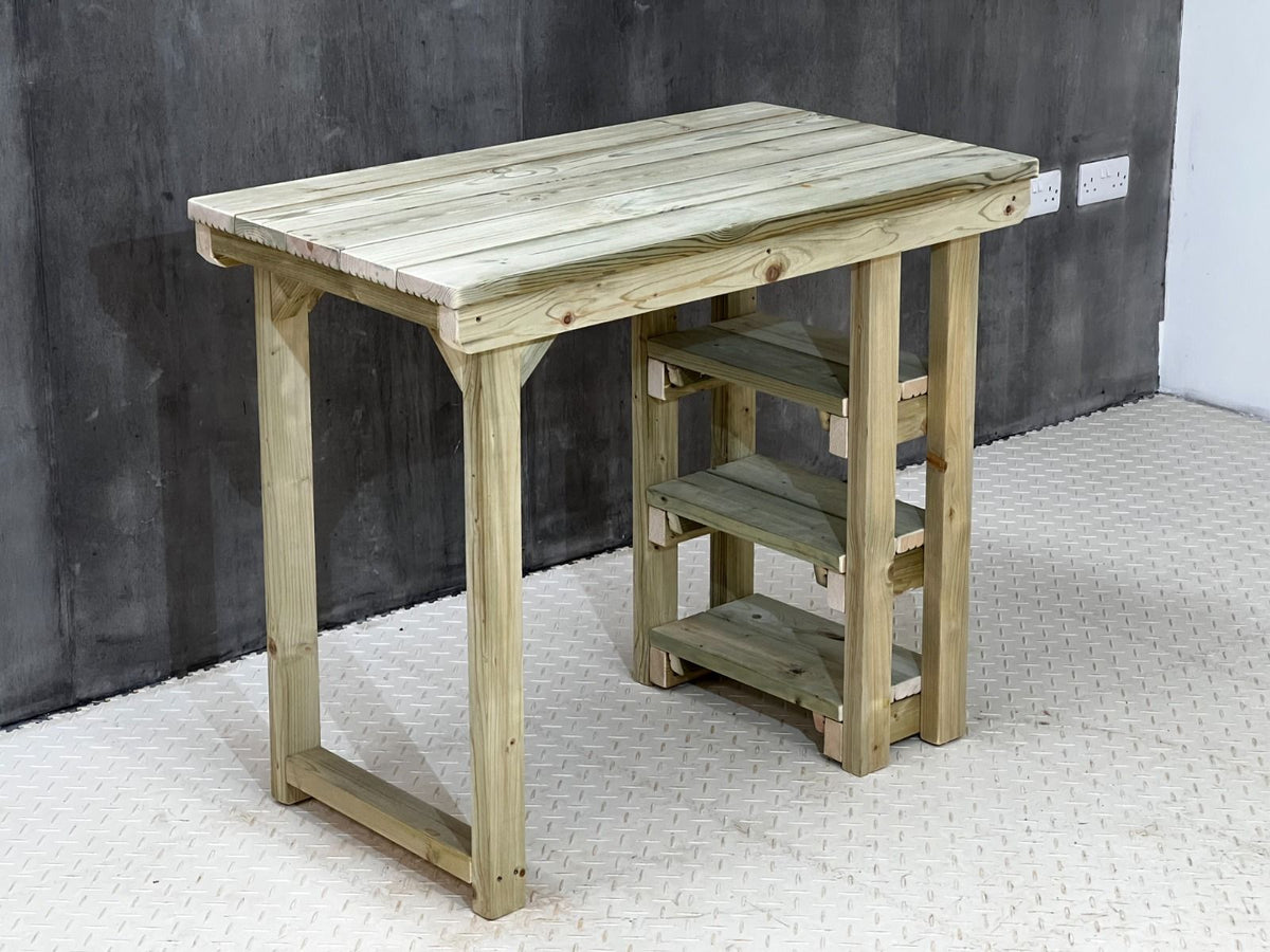 Garden potting table, multi purpose workbench (106cm + 2x chairs)