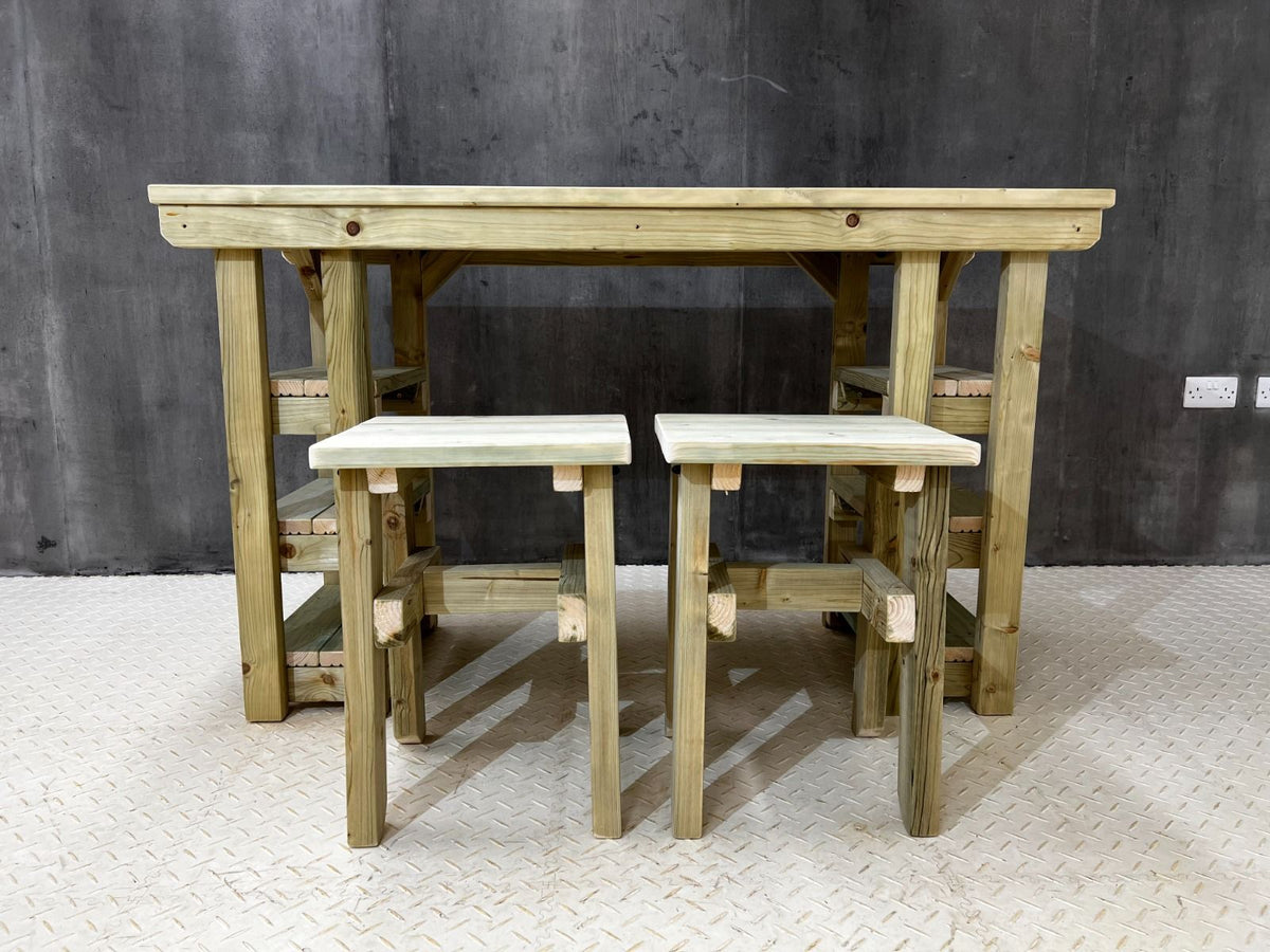 Garden potting table, multi purpose workbench (150cm + 2x chairs)