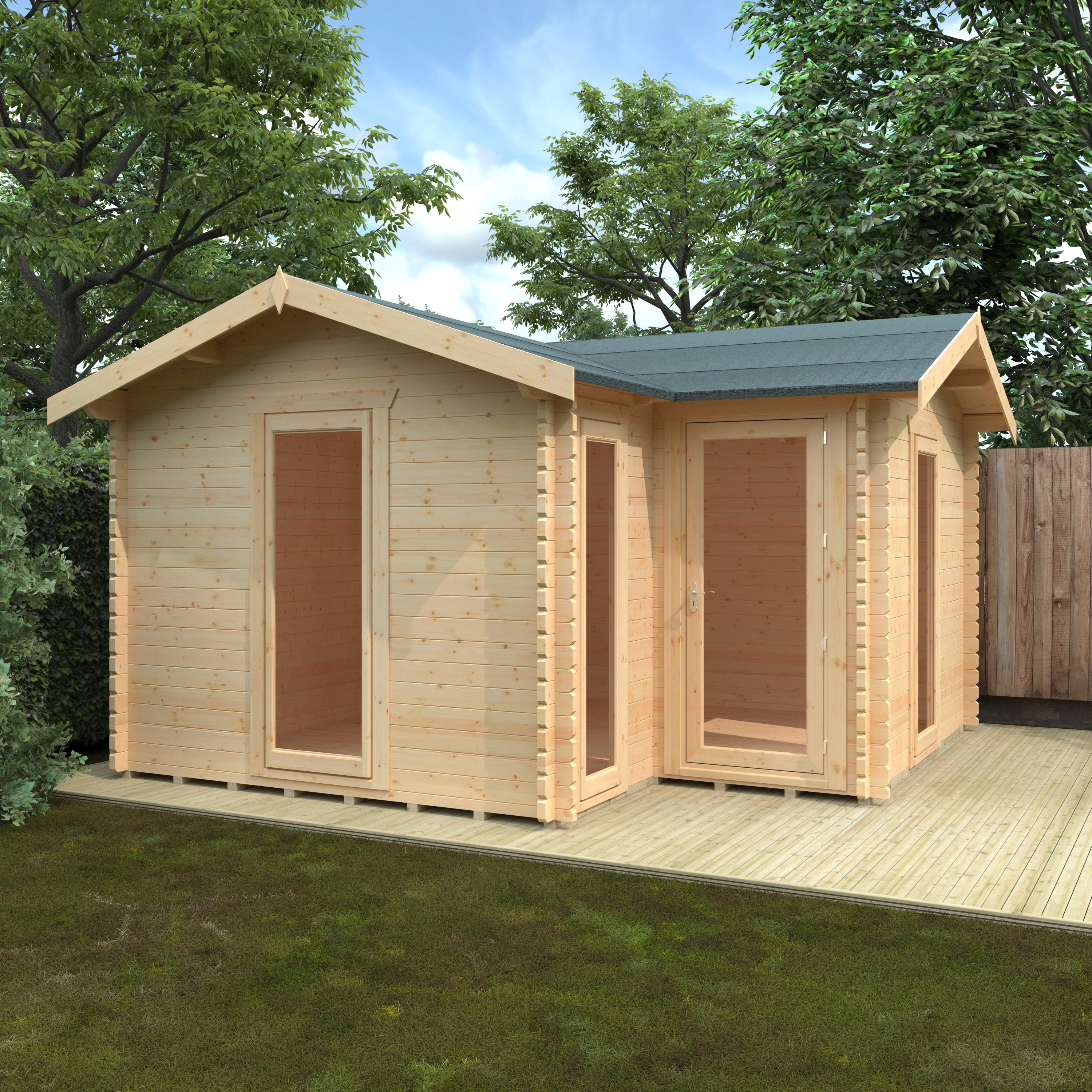 L-SHAPED CABIN 44mm Log Cabins