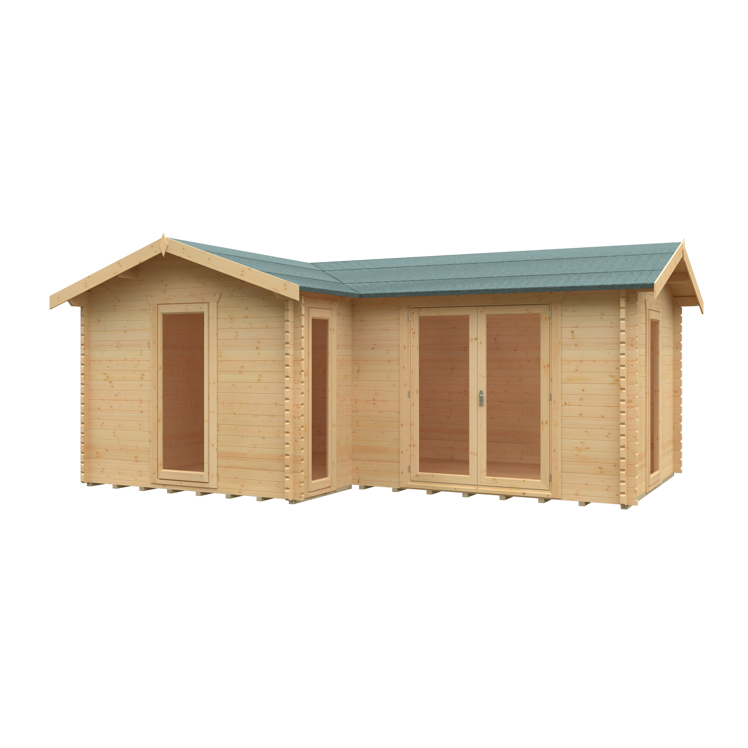 L-SHAPED CABIN 44mm Log Cabins