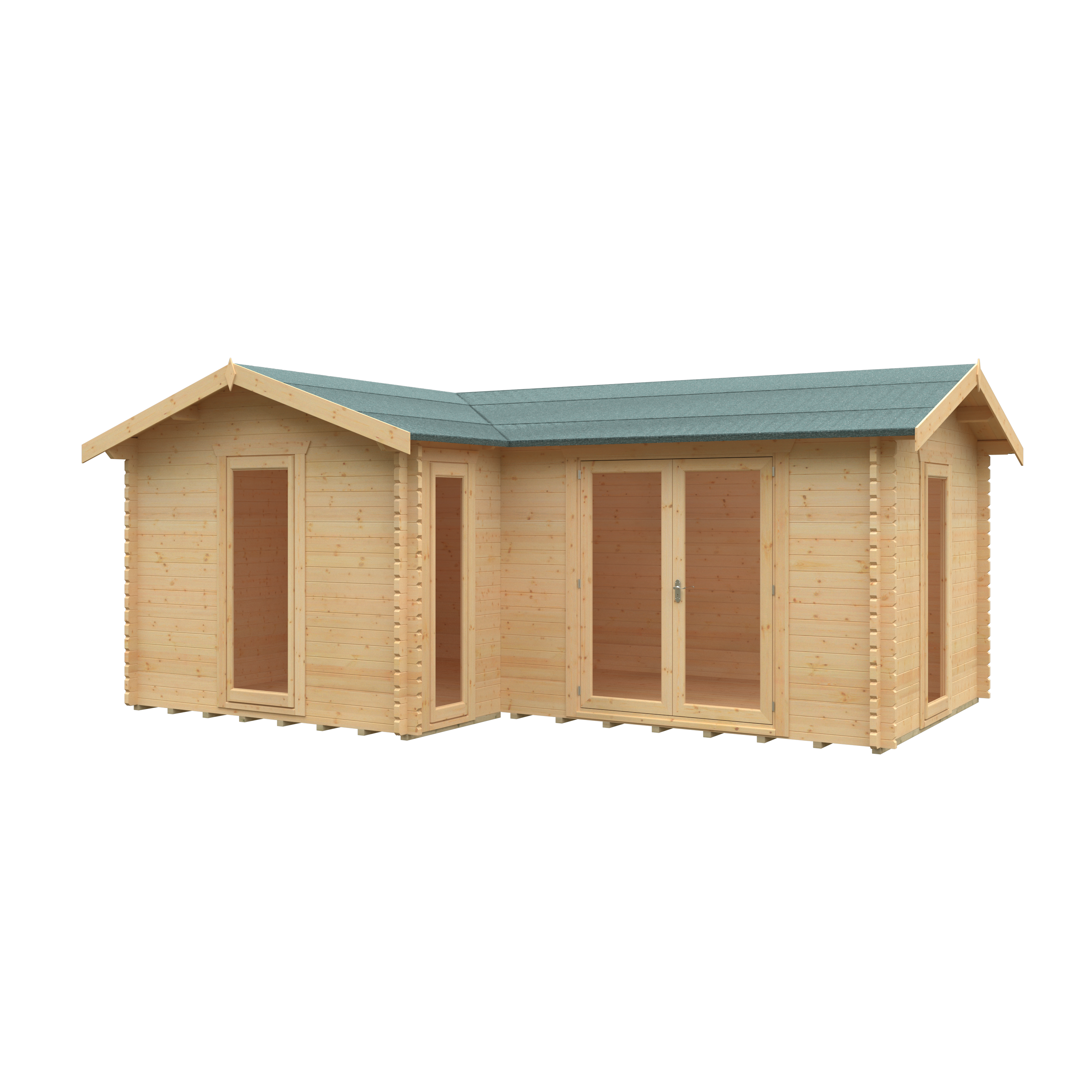 L-SHAPED CABIN 44mm Log Cabins