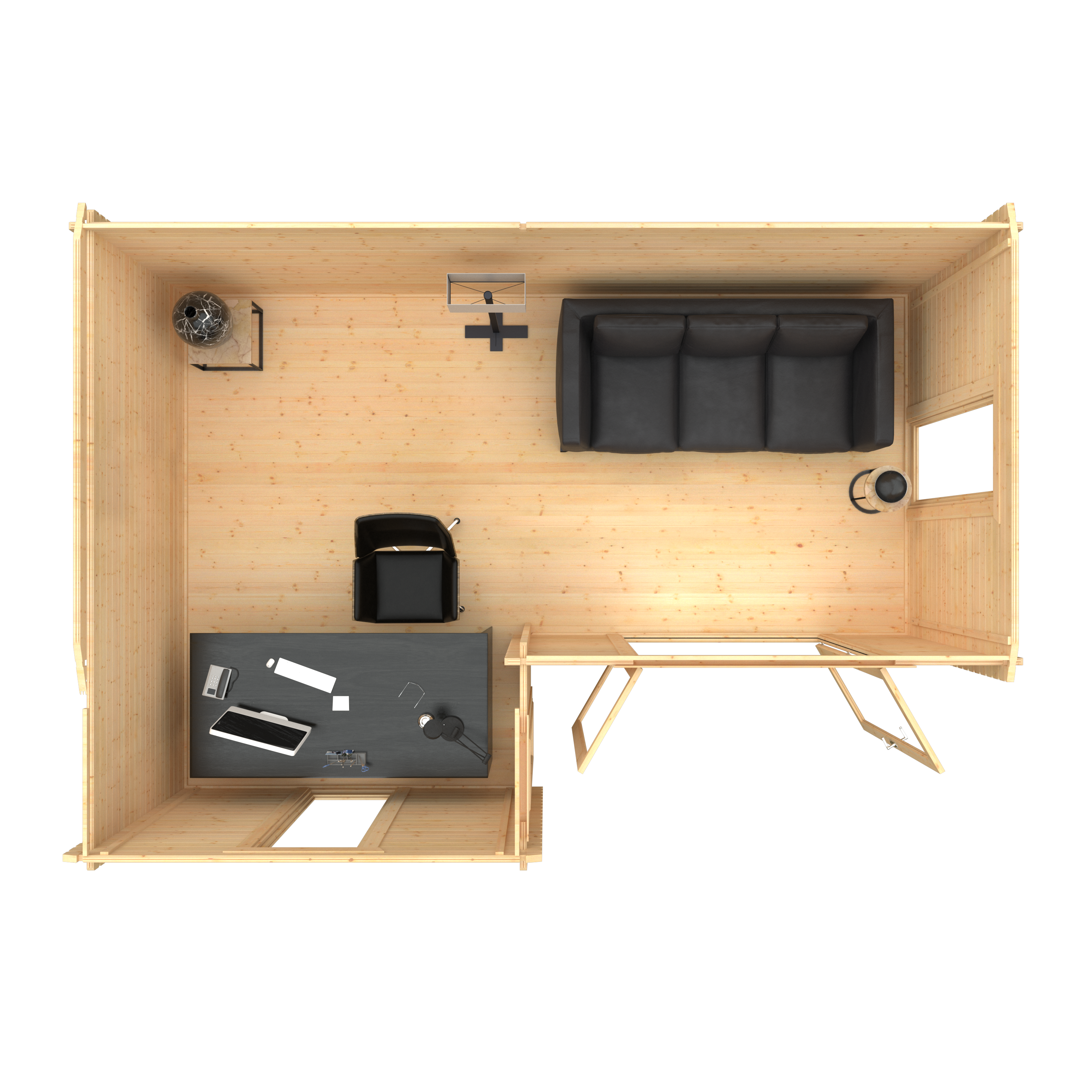 L-SHAPED CABIN 44mm Log Cabins