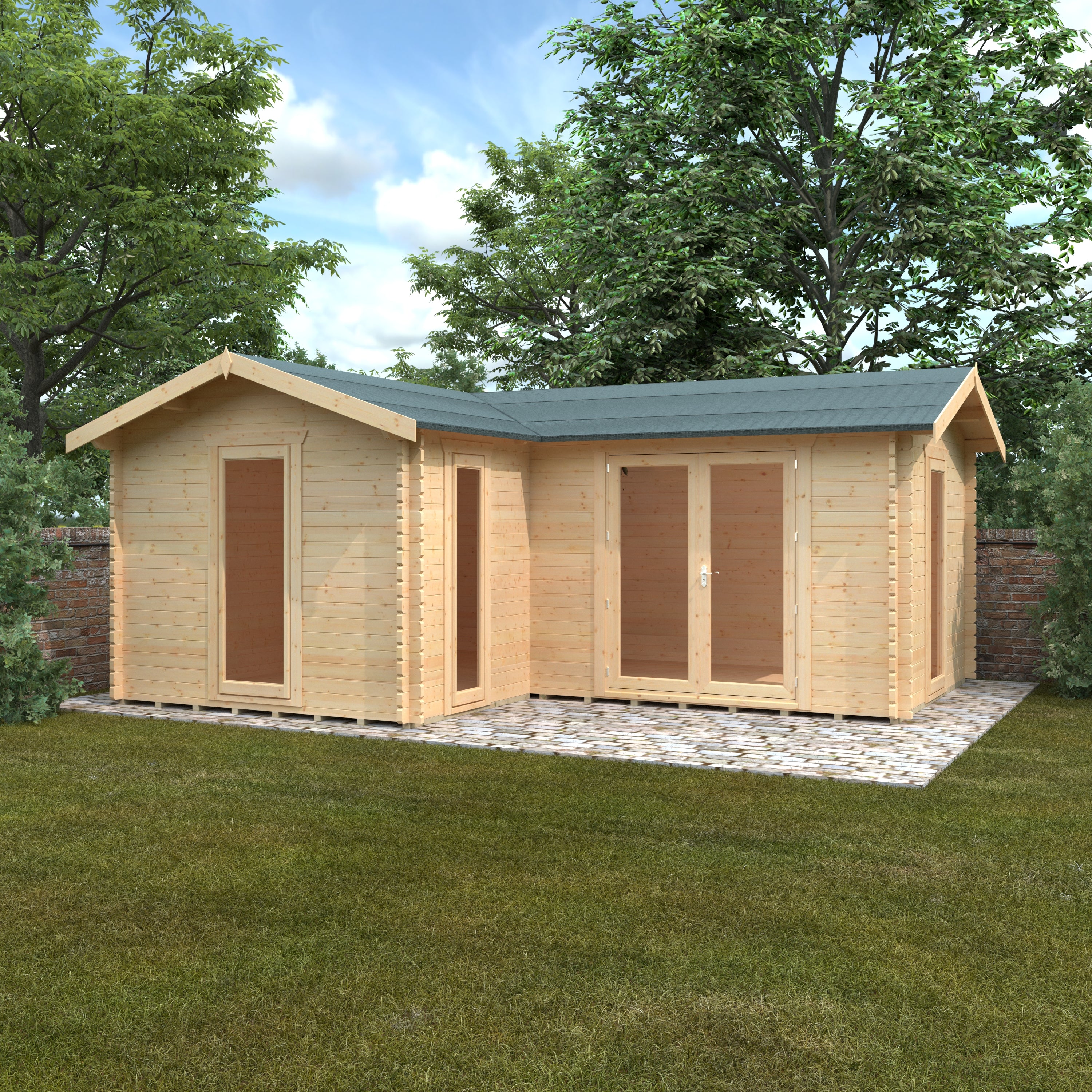 L-SHAPED CABIN 44mm Log Cabins