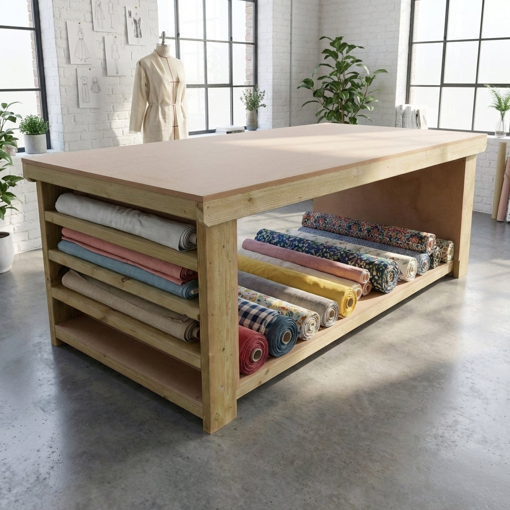Wooden Workbench MDF Top with Extra shelving Depth-3ft