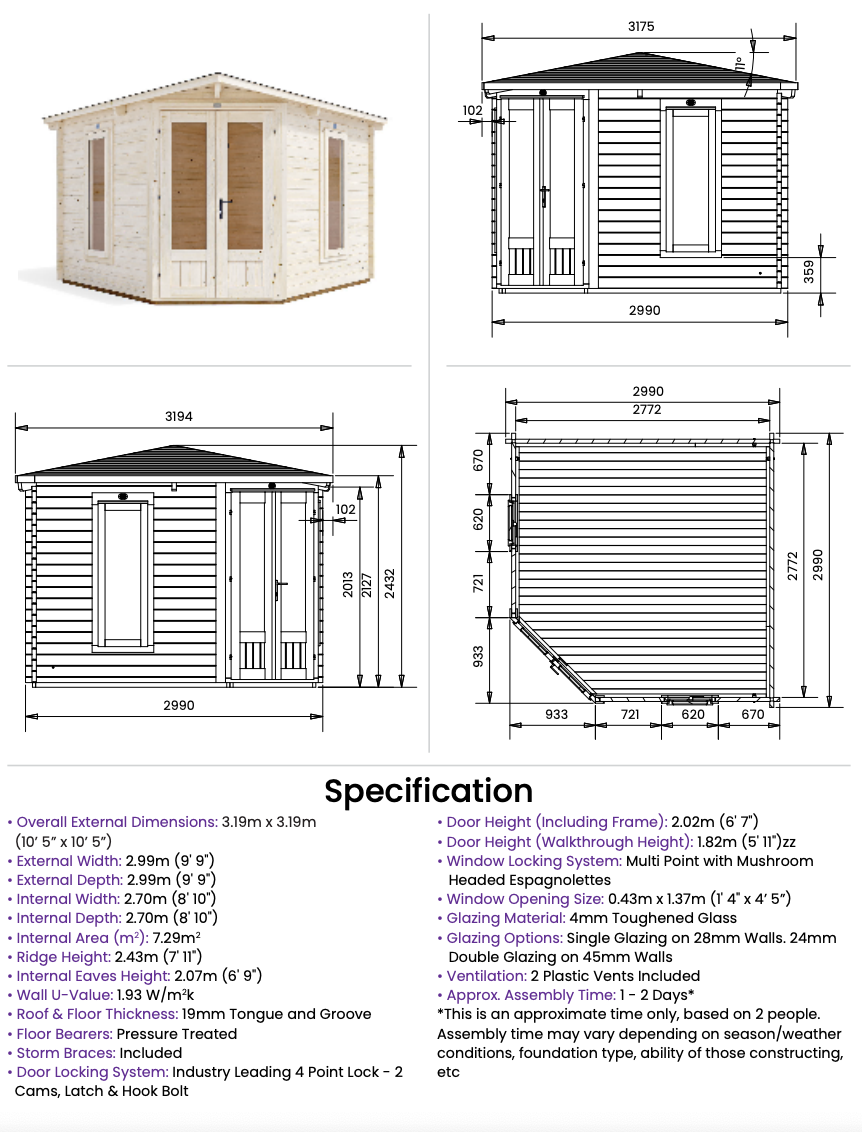 The Otters Corner 19mm Log Cabin