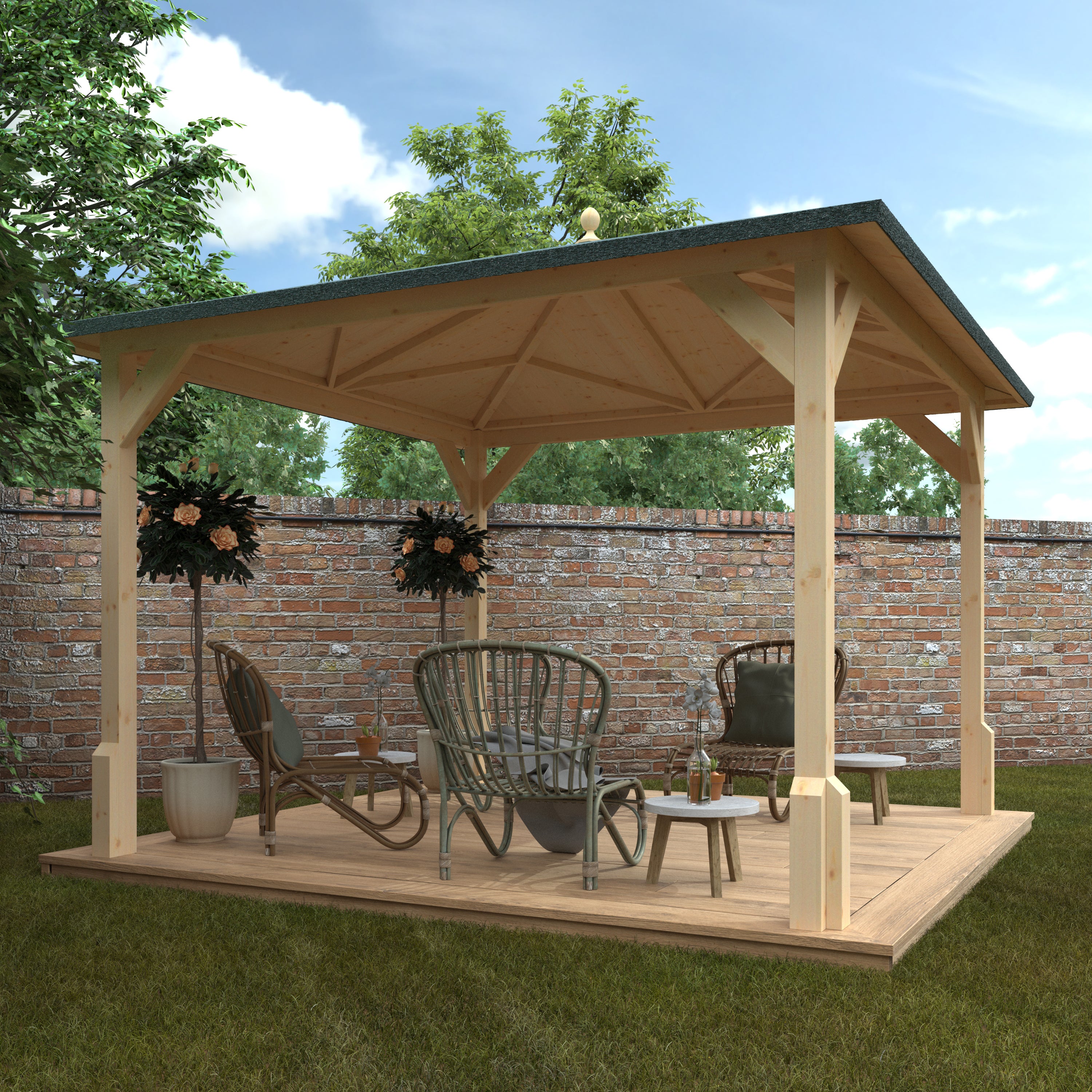 ROOFED PERGOLA 44mm Log Cabins