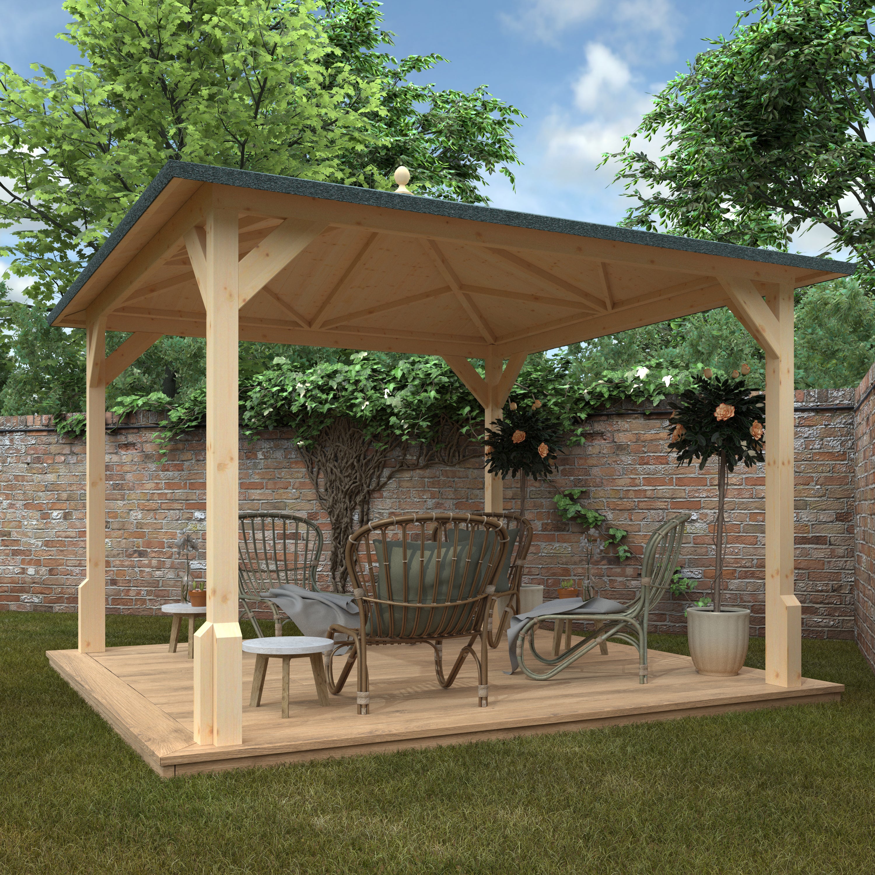 ROOFED PERGOLA 44mm Log Cabins
