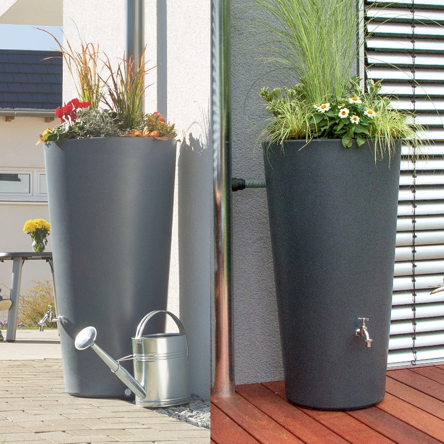 RainBowl Flower 210 Litre Vase water Butt (Granite)