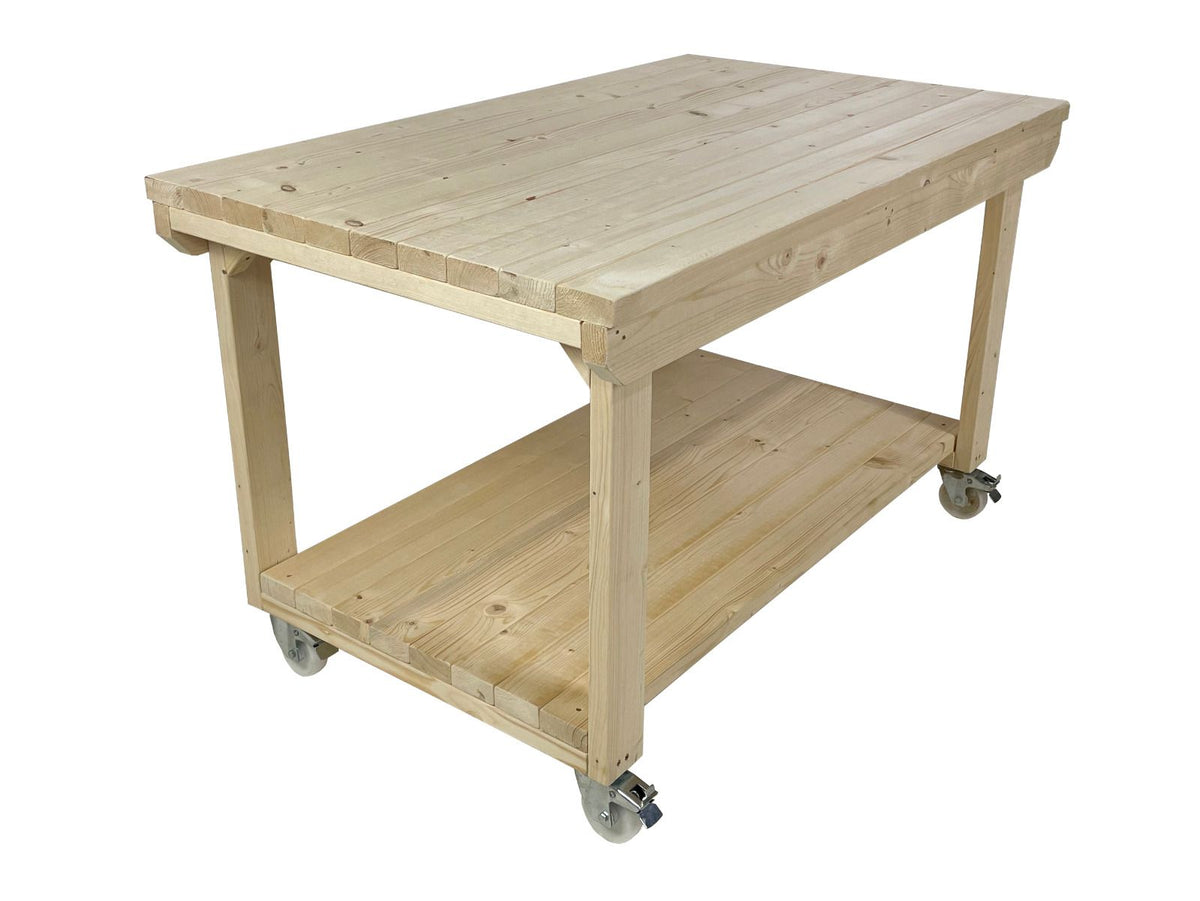 Rotem Wooden Kiln-Dry Workbench Depth-3ft With Wheels