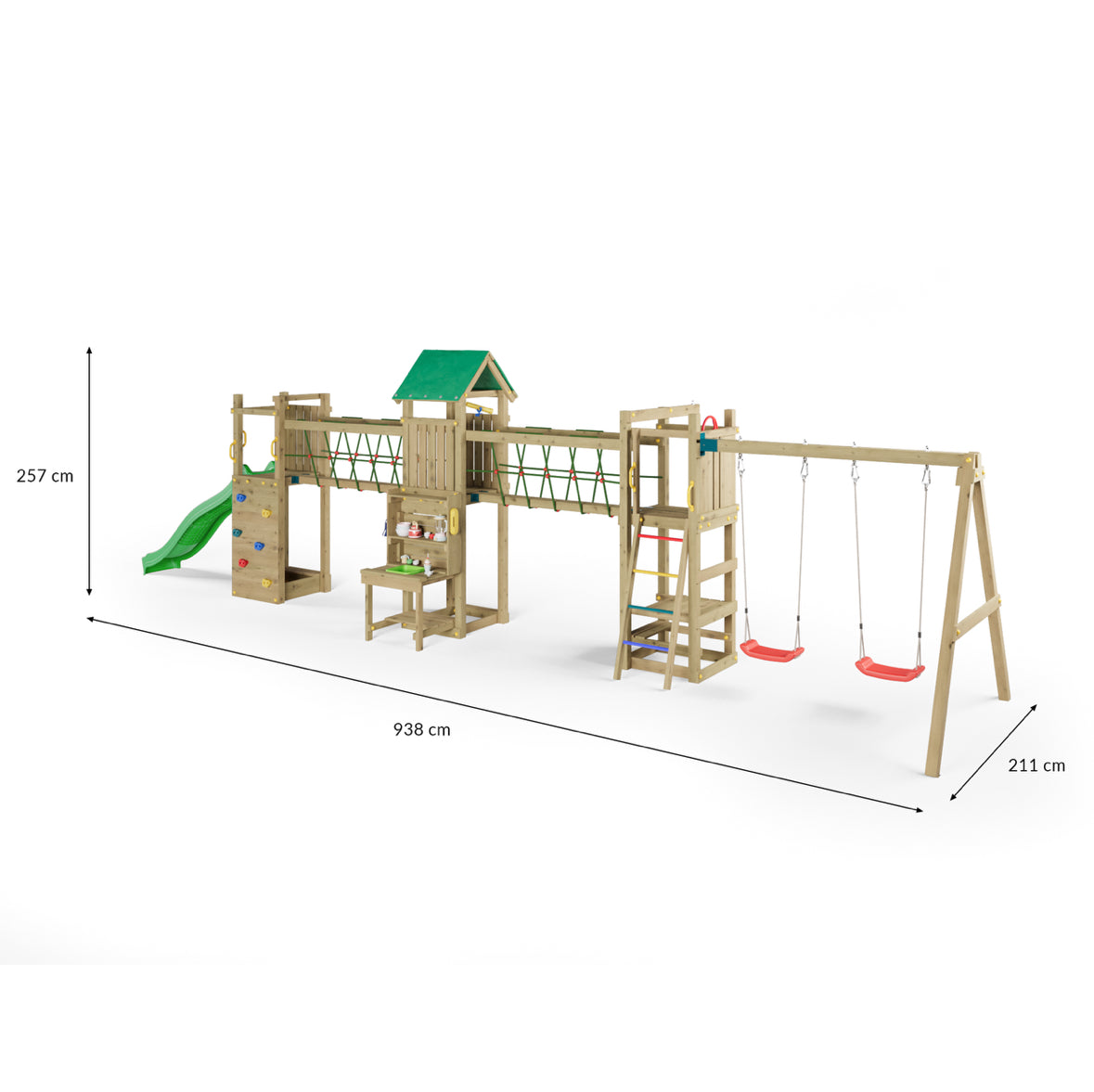 Longo Maxi Premium Wooden Play Tower | Outdoor Kids Climbing Frame