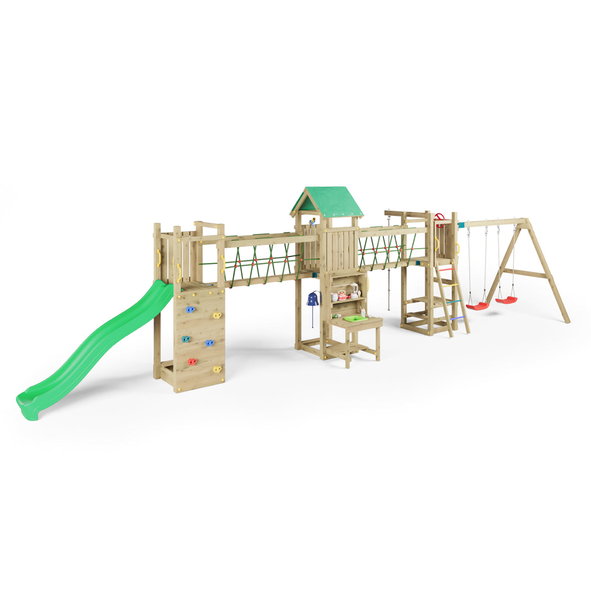 Longo Maxi Premium Wooden Play Tower | Outdoor Kids Climbing Frame
