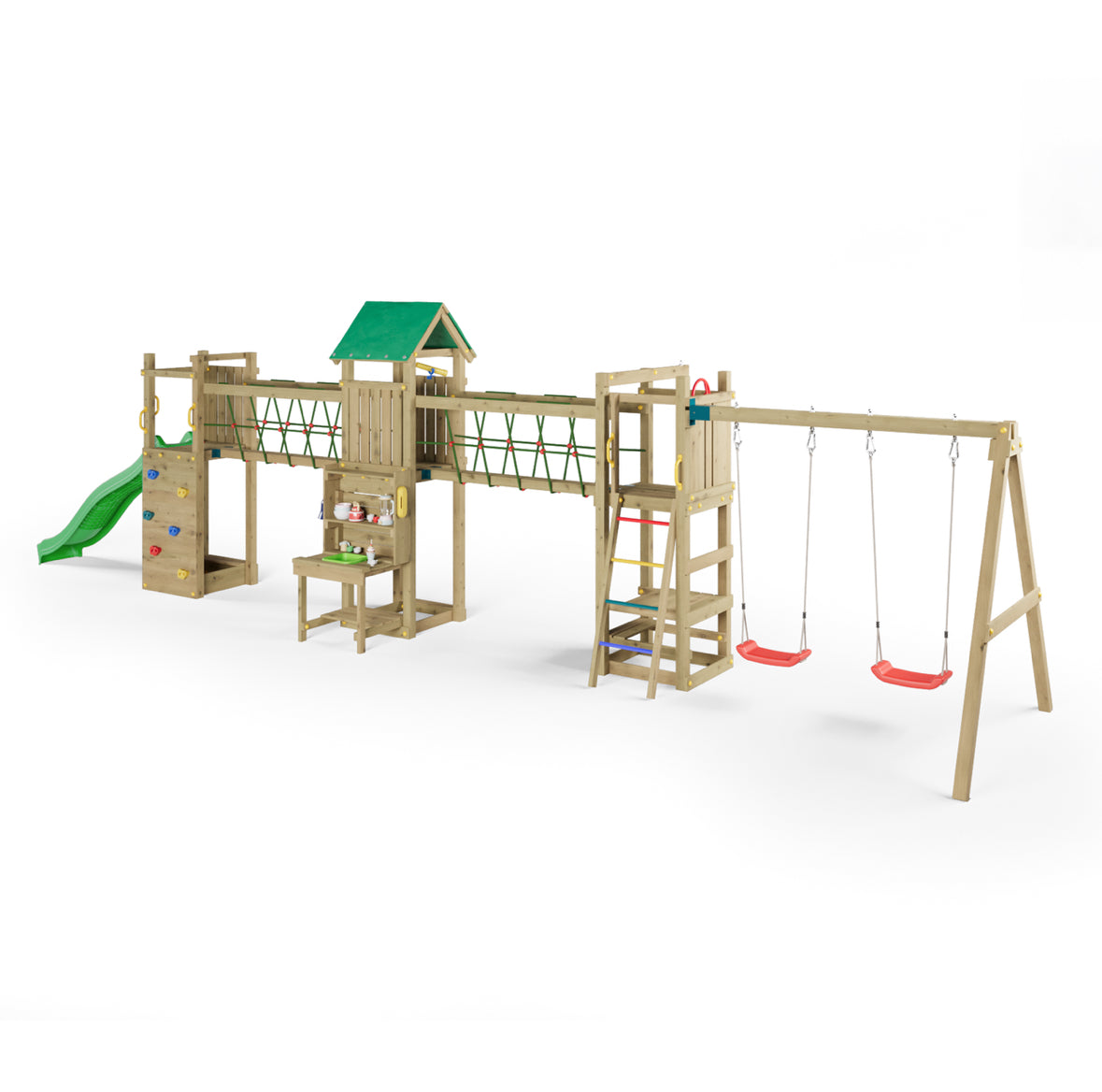 Longo Maxi Premium Wooden Play Tower | Outdoor Kids Climbing Frame