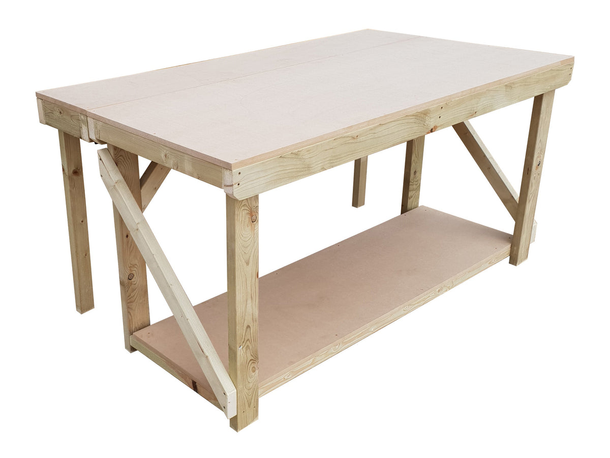 Wooden MDF Top Workbench With Extendable Working Surface