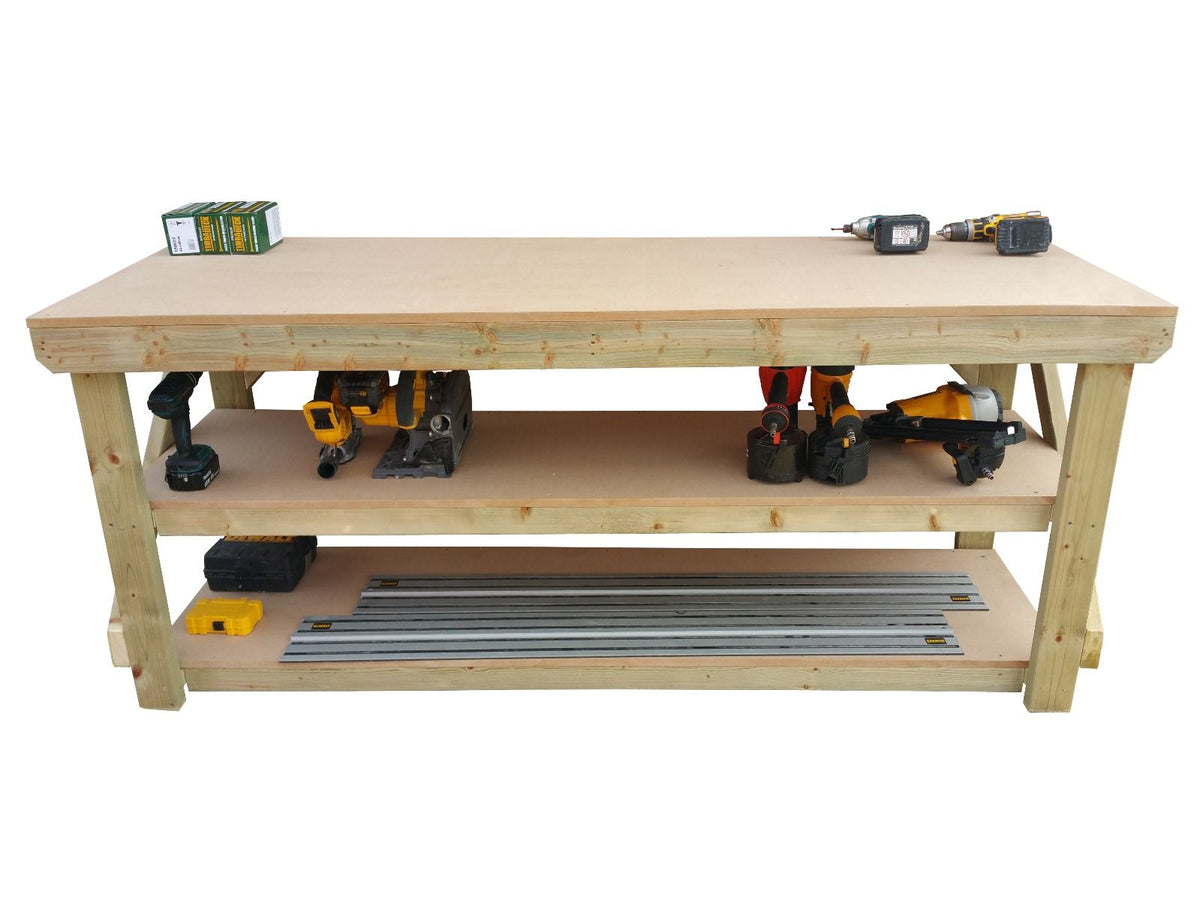 Wooden MDF top Workbench with double shelf