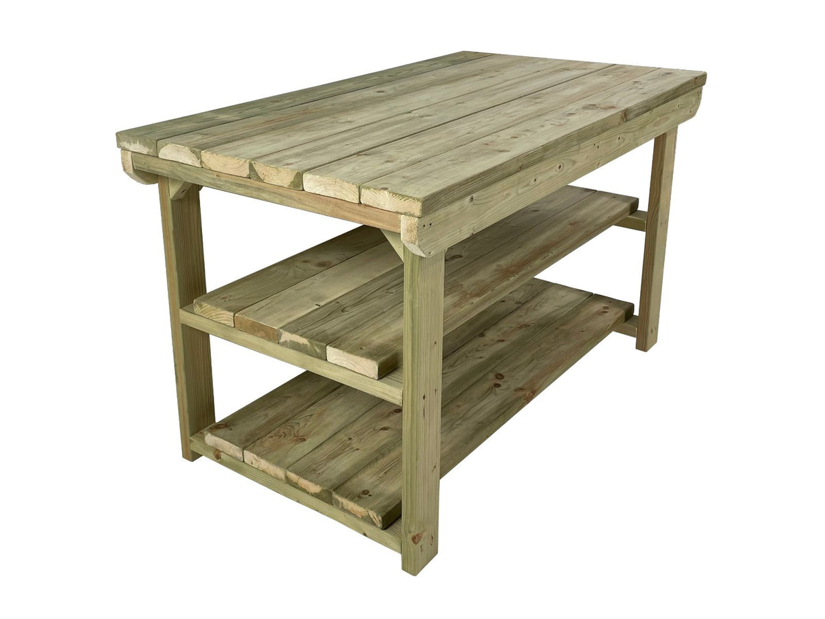 Wooden Super Heavy Duty Indoor/Outdoor Workbench 3ft-Depth Double Shelf