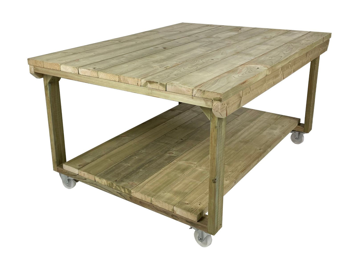 Wooden Super Heavy Duty Indoor/Outdoor Workbench 4ft-Depth With Wheels