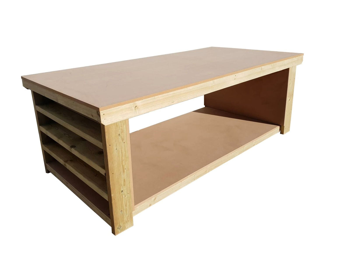 Wooden Workbench MDF Top with Extra shelving Depth-3ft
