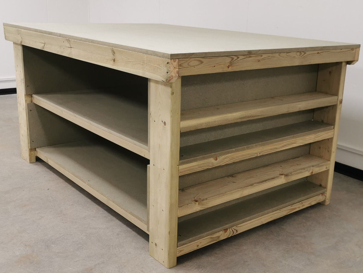 Wooden UniMDF Moisture Resistant Workbench with Extra Shelving Depth-4ft