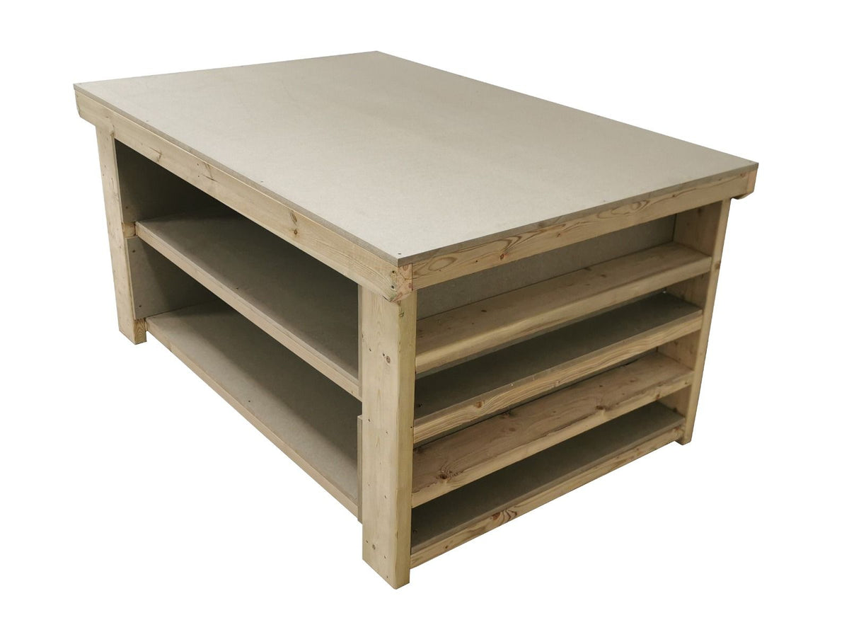 Wooden UniMDF Moisture Resistant Workbench with Extra Shelving Depth-4ft