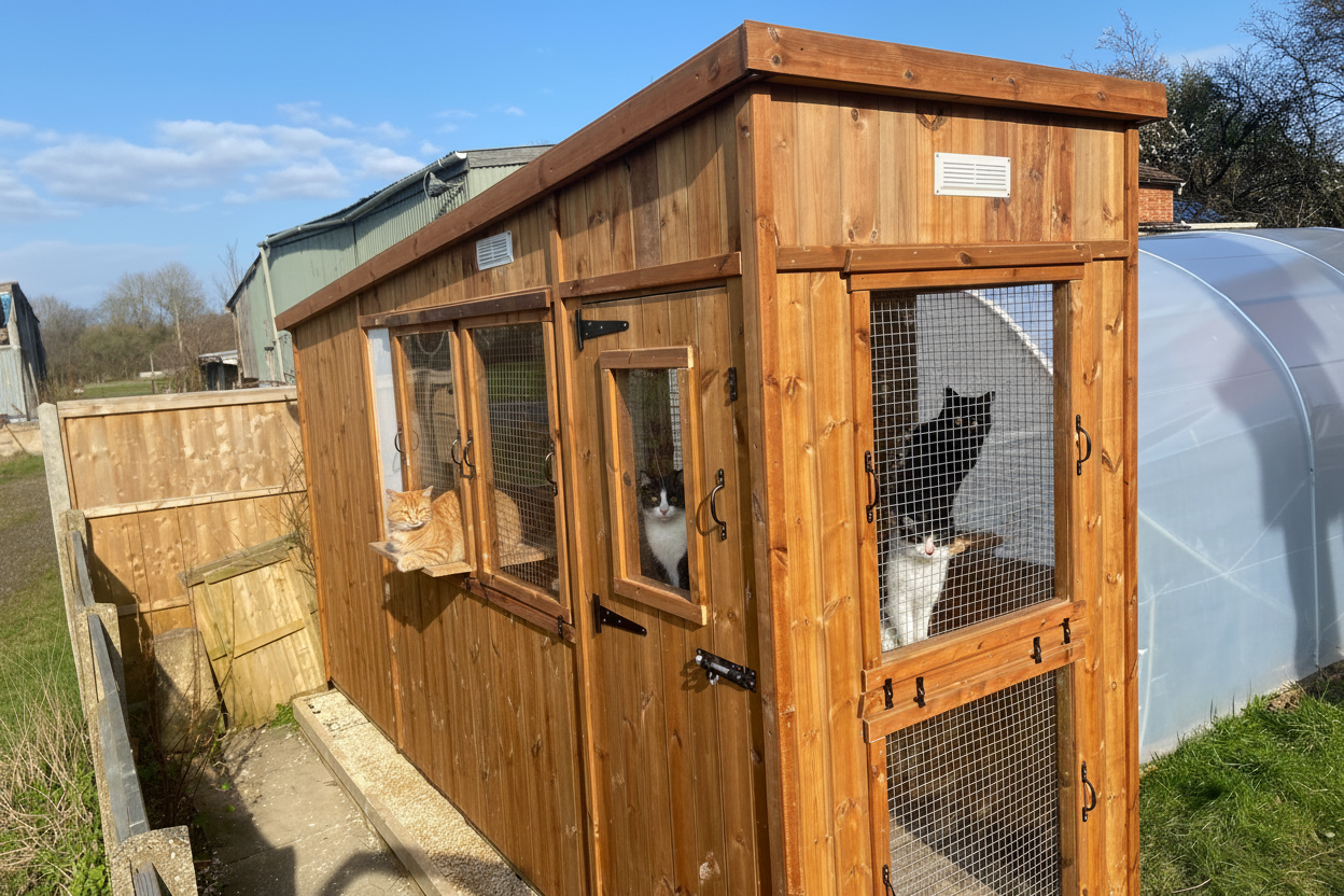 13ft x 4ft Cattery (Commercial Spec) – Raft Base, Insulated Housing & Run