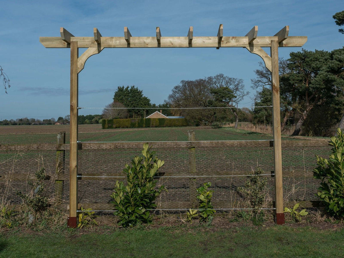 Chamfered Single Beam Pergola, Plant Climbing Arbour - Sculpted brace